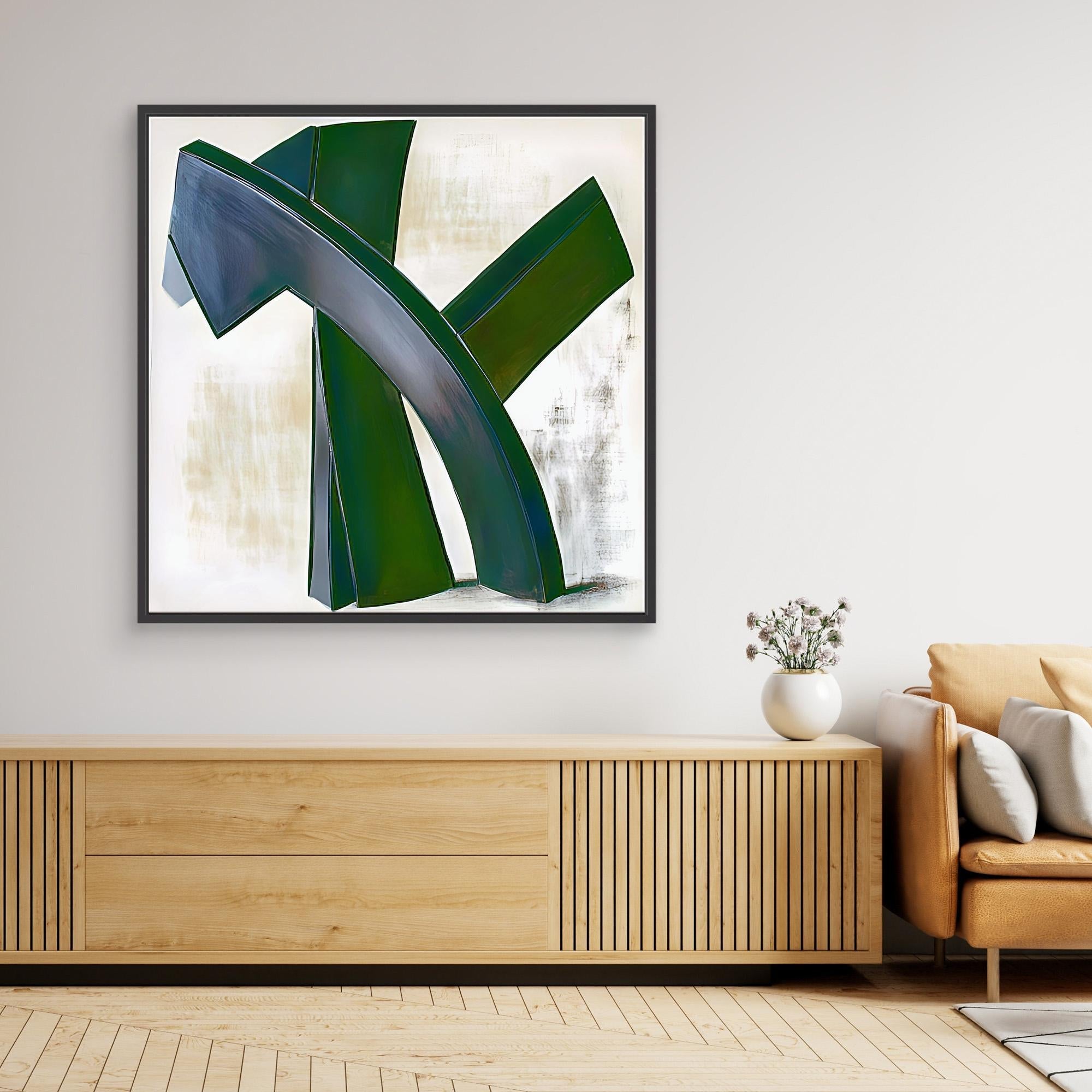 Canvas Print: Emerald Motion - Abstract Modern Wall Art modern abstract canvas wall art by Rossetti Art – luxury interior design artwork for living room, bedroom, office – abstract wall art bold statement artwork contemporary abstract painting