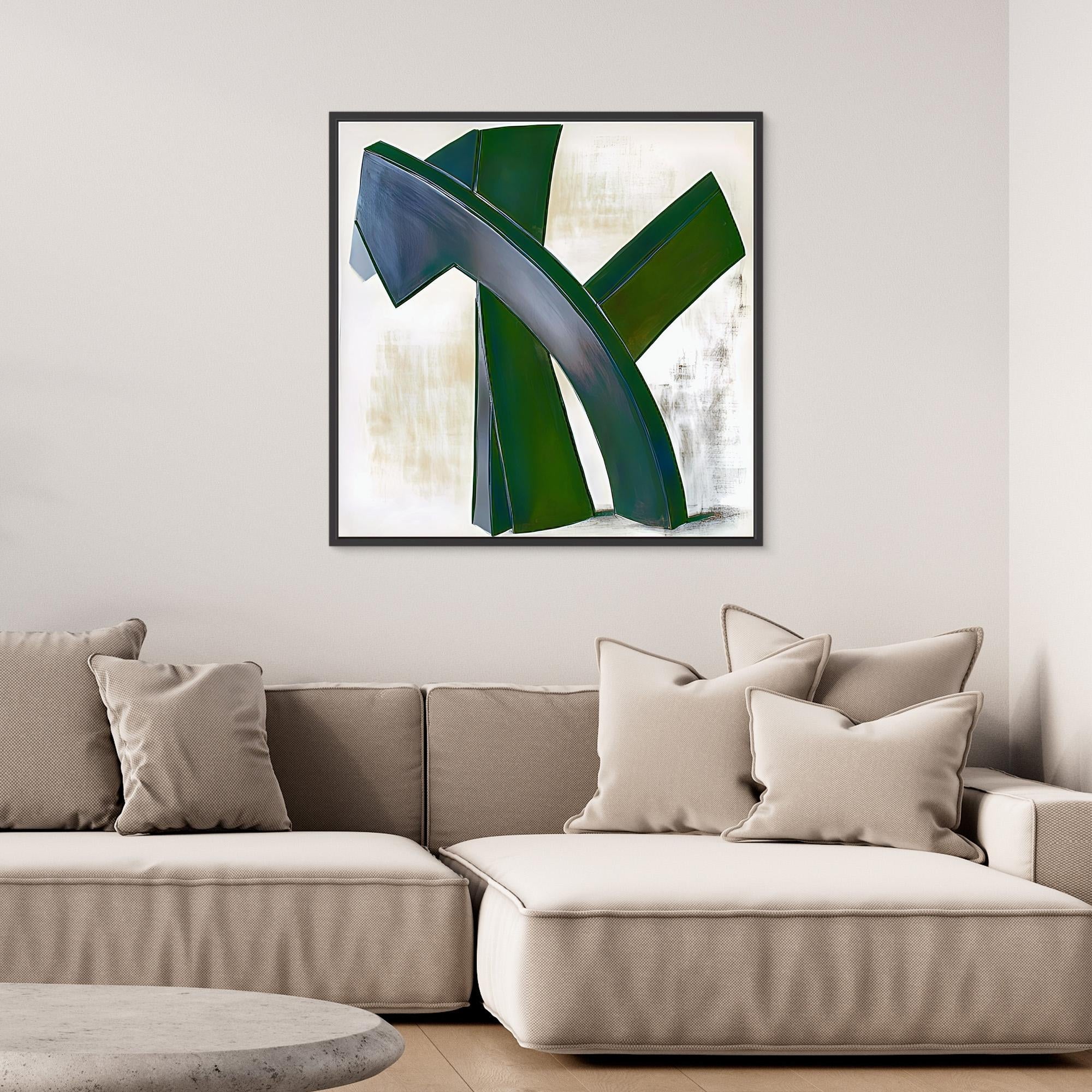 Canvas Print: Emerald Motion - Abstract Modern Wall Art modern abstract canvas wall art by Rossetti Art – luxury interior design artwork for living room, bedroom, office – abstract wall art bold statement artwork contemporary abstract painting
