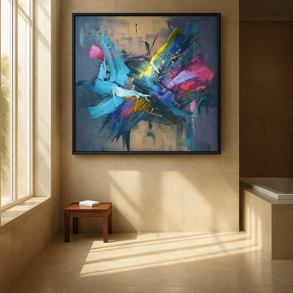 Canvas Print : Energy Unleashed - Abstract Expressionist Wall Art Print modern abstract canvas wall art by Rossetti Art – luxury interior design artwork for living room, bedroom, office – contemporary wall painting handmade wall art square abstract wall art