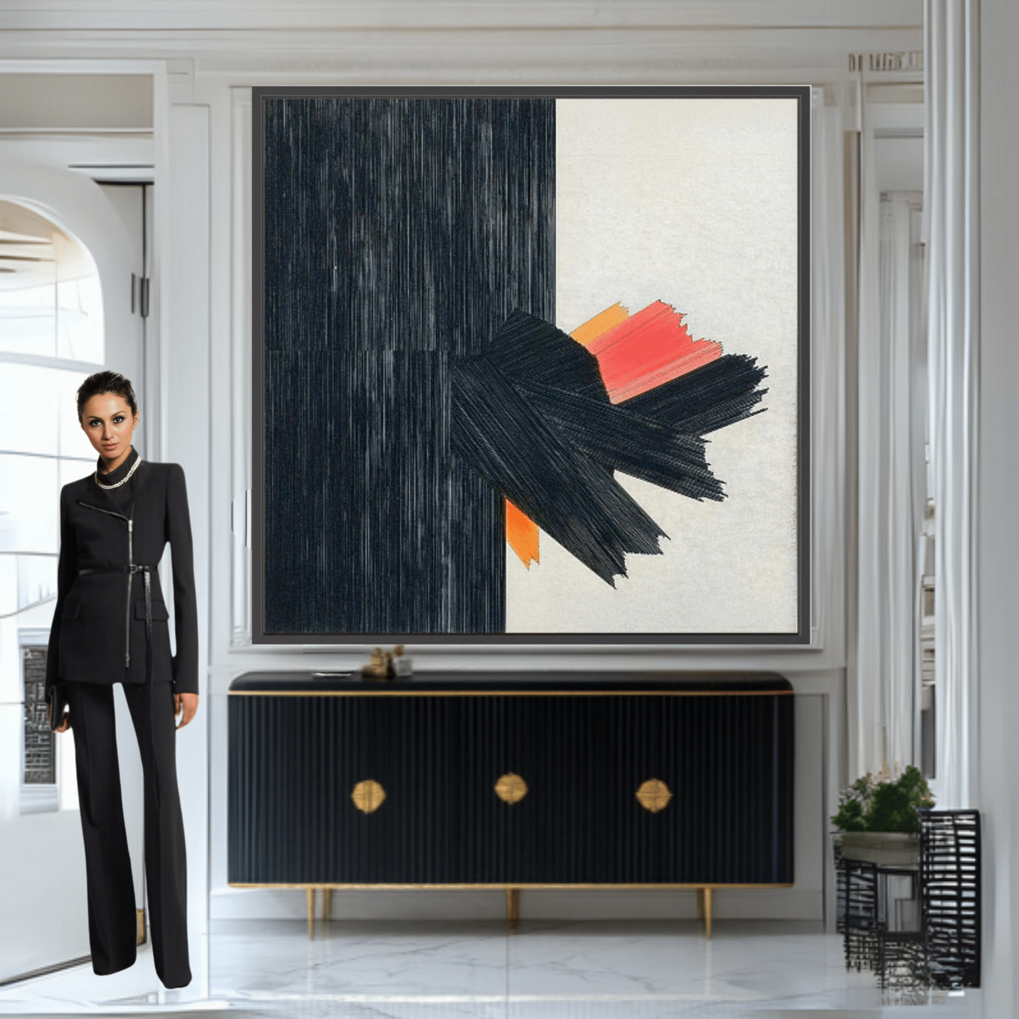 Canvas Print: Eruption of Contrast - Modern Abstract Art modern abstract canvas wall art by Rossetti Art – luxury interior design artwork for living room, bedroom, office – Bold Wall Art Contemporary Art for Sale Industrial Wall Art