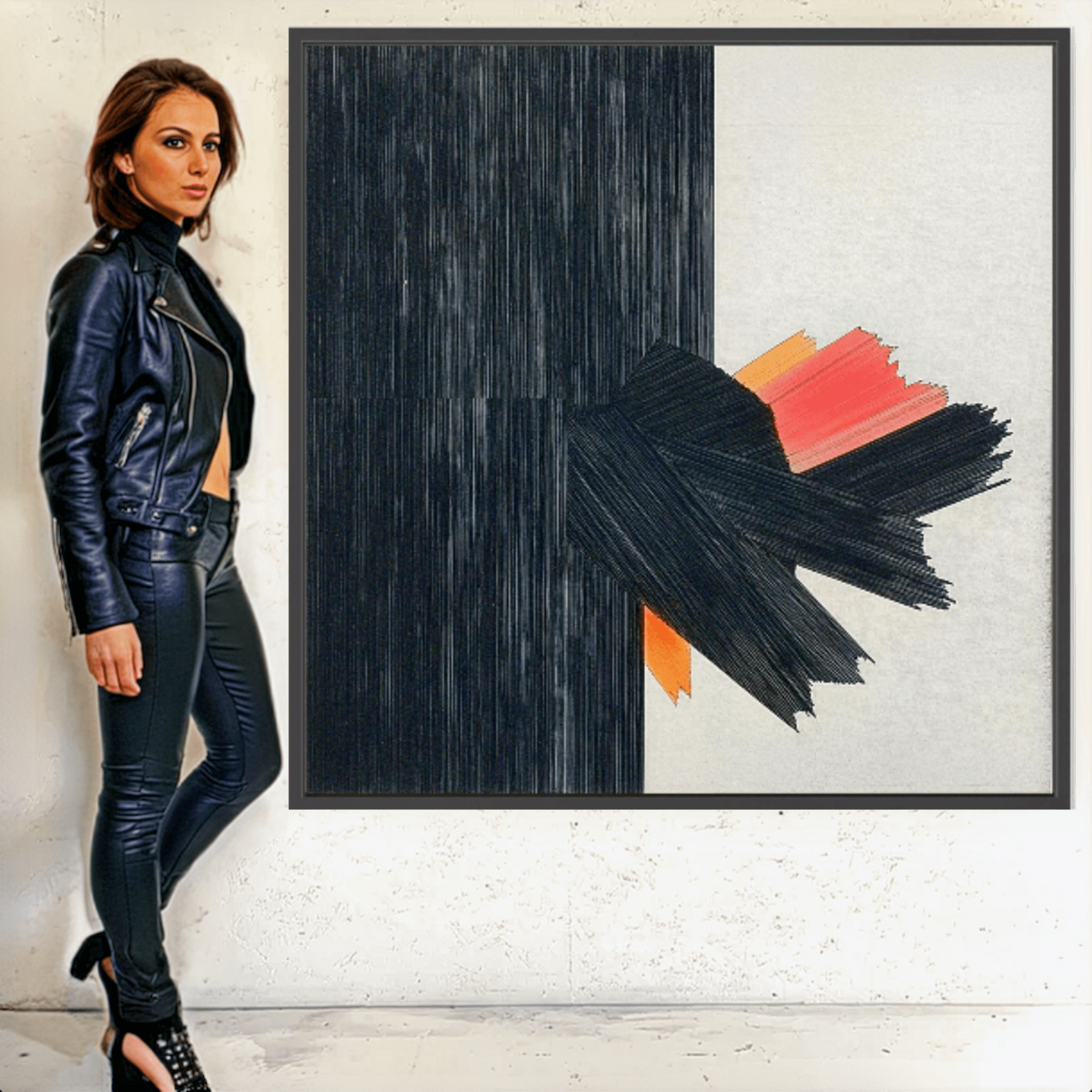 Canvas Print: Eruption of Contrast - Modern Abstract Art modern abstract canvas wall art by Rossetti Art – luxury interior design artwork for living room, bedroom, office – Bold Wall Art Contemporary Art for Sale Industrial Wall Art