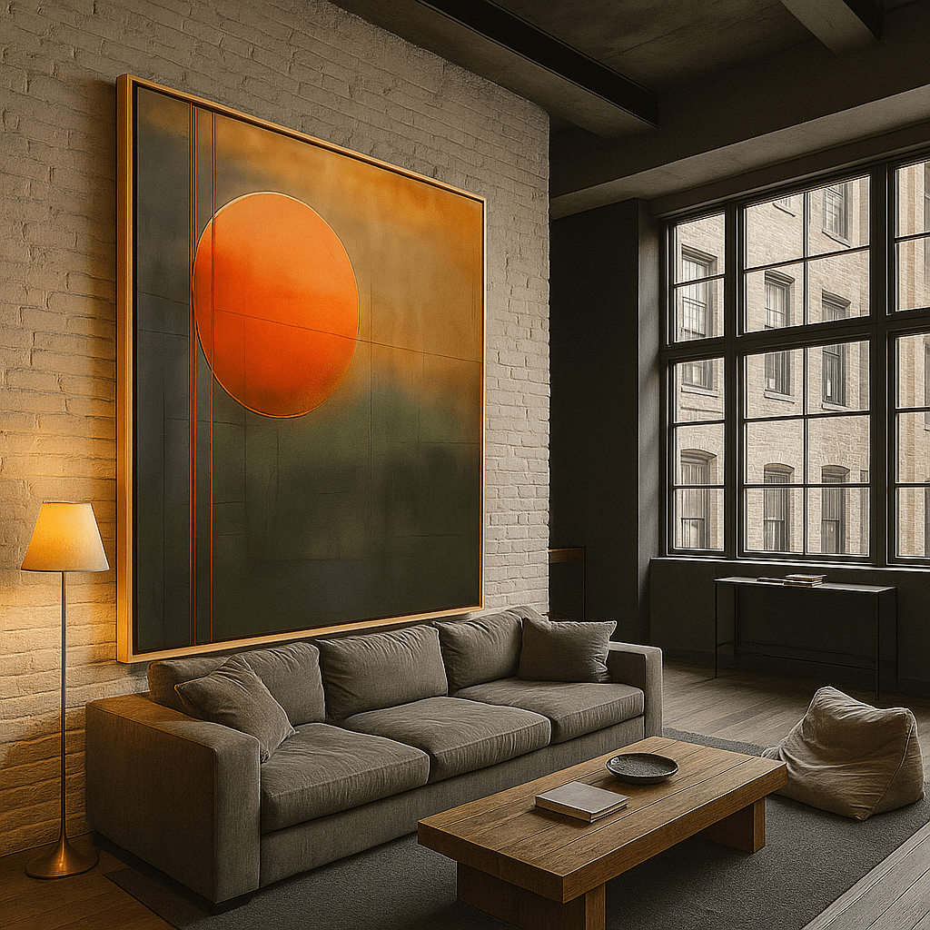 Canvas Print: Eternal Dawn – Wabi Sabi Abstract Sun Canvas Print | Rossetti Art modern abstract canvas wall art by Rossetti Art – luxury interior design artwork for living room, bedroom, office – abstract wall art canvas print art Chiara Rossetti