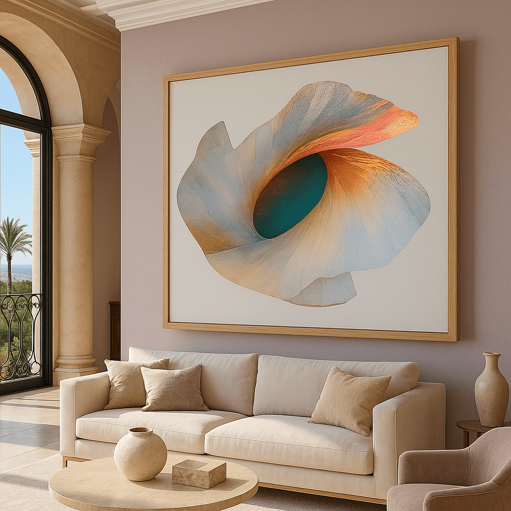 Canvas Print: Ethereal Bloom - Abstract Organic Wall Art modern abstract canvas wall art by Rossetti Art – luxury interior design artwork for living room, bedroom, office – abstract organic wall art contemporary statement painting dreamlike artistic expression