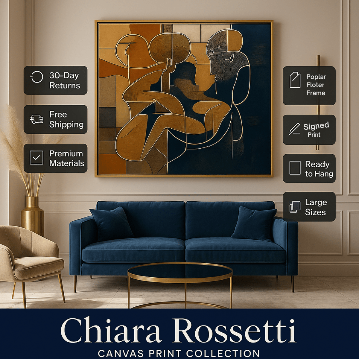 Canvas Print: "Ethereal Connection" - Modern Abstract Love Art - Chiara Rossetti