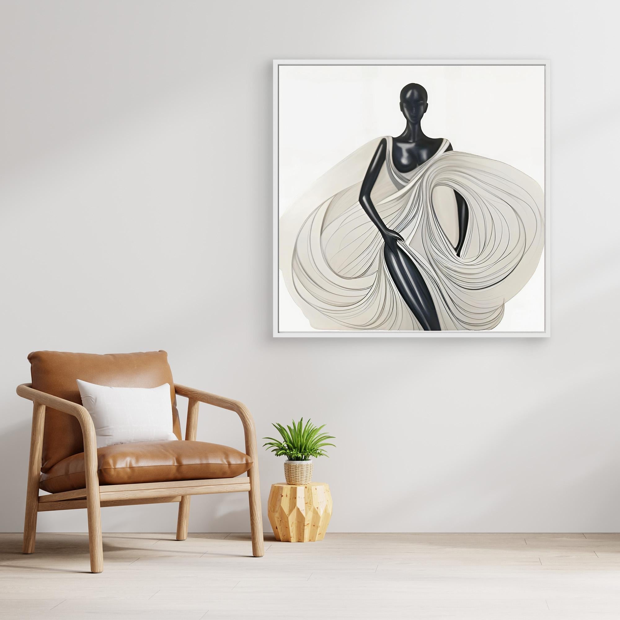 Canvas Print: Ethereal Elegance – Minimalist Art Prints Black and White modern abstract canvas wall art by Rossetti Art – luxury interior design artwork for living room, bedroom, office – Black And White Art Black and white artwork black and white canvas