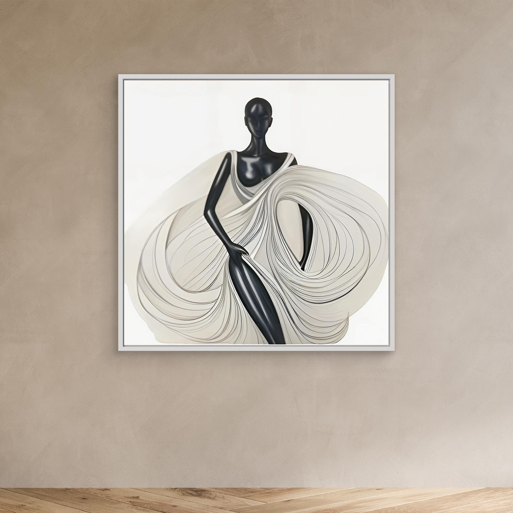 Canvas Print: Ethereal Elegance – Minimalist Art Prints Black and White modern abstract canvas wall art by Rossetti Art – luxury interior design artwork for living room, bedroom, office – Black And White Art Black and white artwork black and white canvas