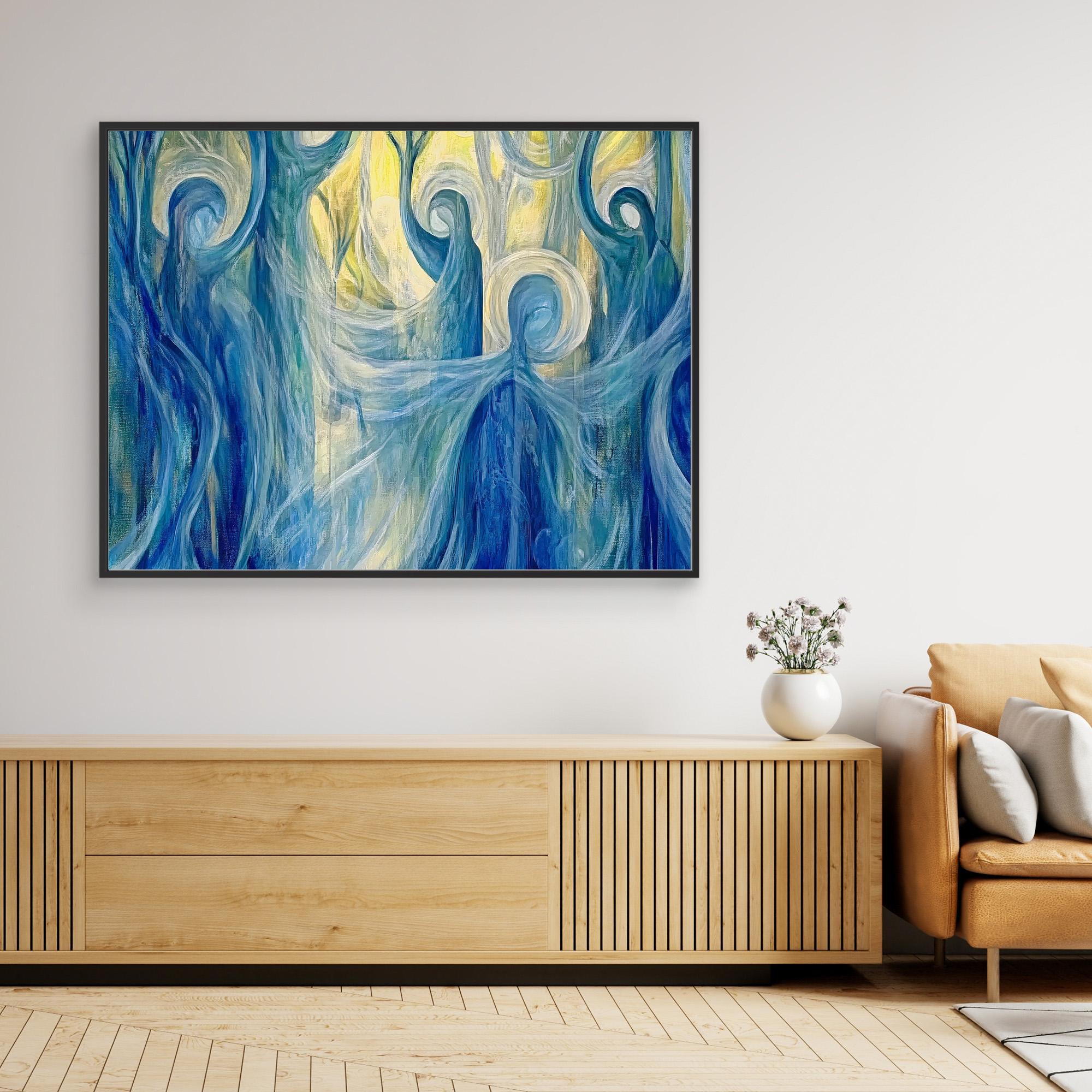 Canvas Print: "Ethereal Guardians" - Mystical Abstract Canvas Art modern abstract canvas wall art by Rossetti Art – luxury interior design artwork for living room, bedroom, office – Bold Imaginative Wall Art Cosmic Wall Art Dreamlike Canvas Art