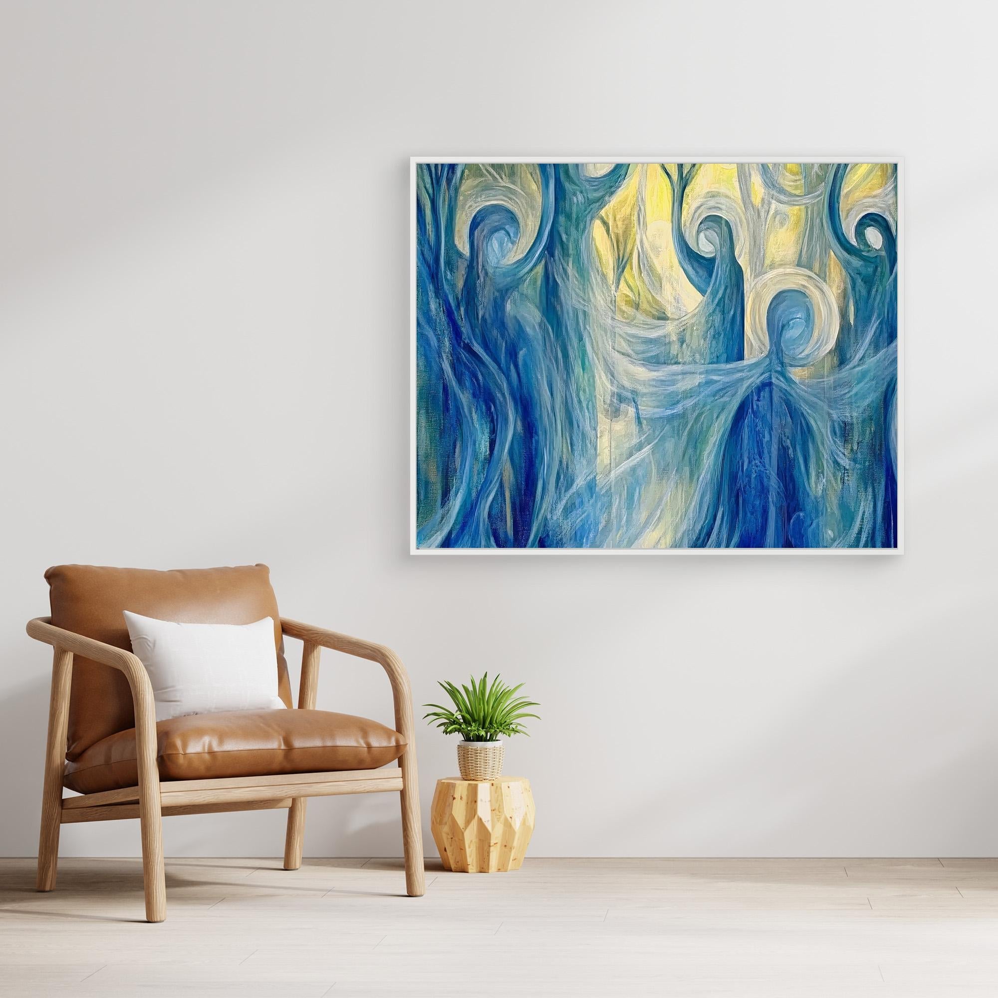 Canvas Print: "Ethereal Guardians" - Mystical Abstract Canvas Art modern abstract canvas wall art by Rossetti Art – luxury interior design artwork for living room, bedroom, office – Bold Imaginative Wall Art Cosmic Wall Art Dreamlike Canvas Art