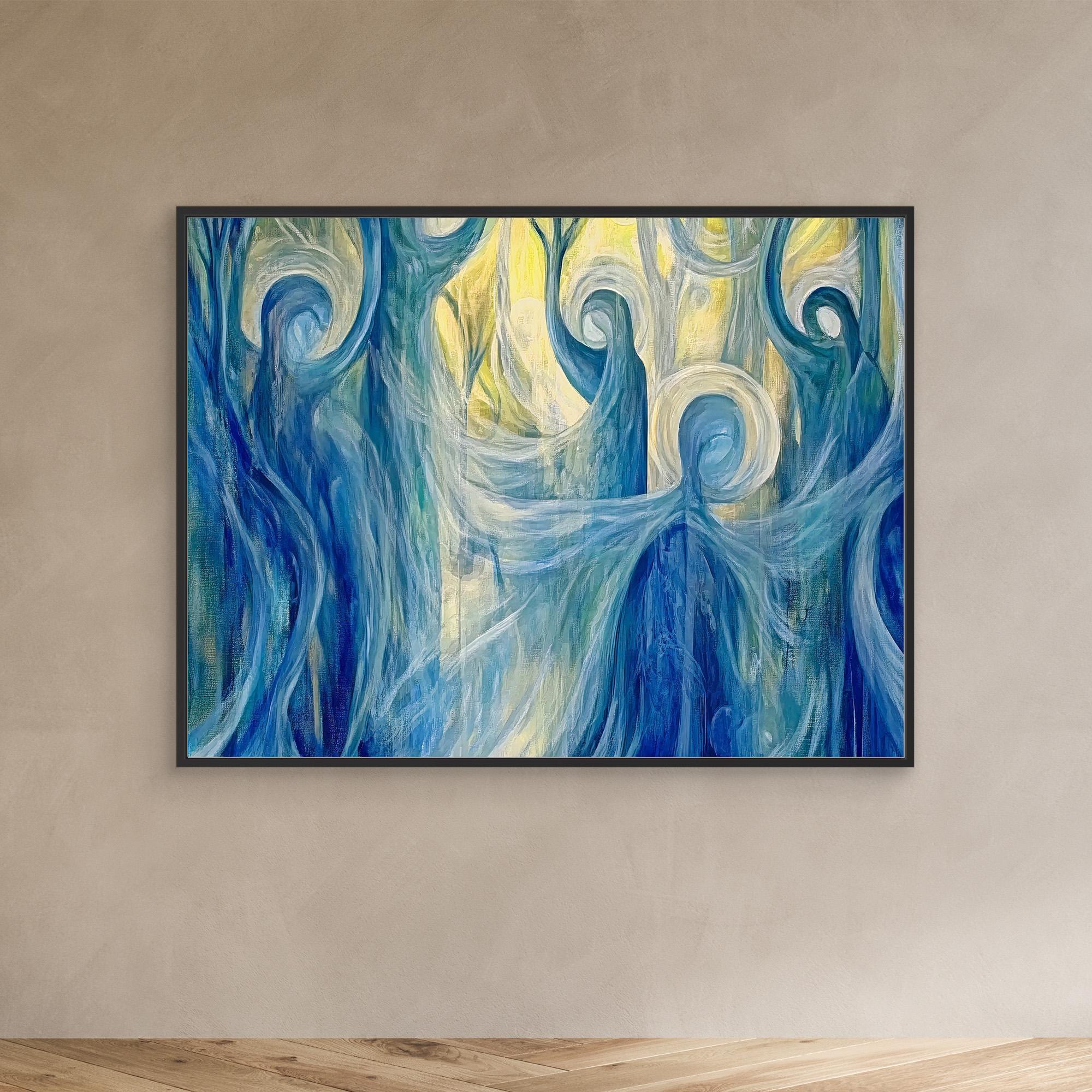 Canvas Print: "Ethereal Guardians" - Mystical Abstract Canvas Art modern abstract canvas wall art by Rossetti Art – luxury interior design artwork for living room, bedroom, office – Bold Imaginative Wall Art Cosmic Wall Art Dreamlike Canvas Art