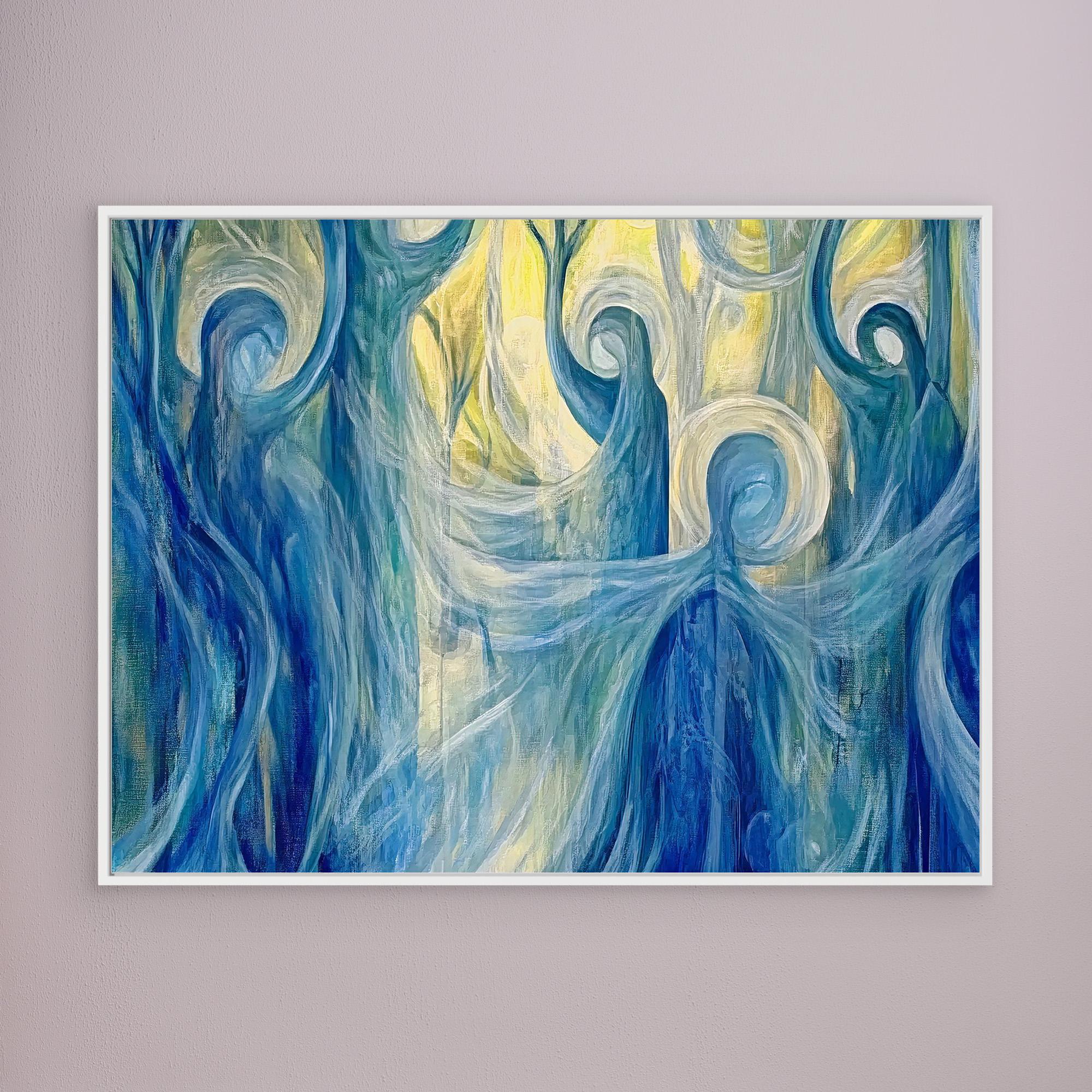 Canvas Print: "Ethereal Guardians" - Mystical Abstract Canvas Art modern abstract canvas wall art by Rossetti Art – luxury interior design artwork for living room, bedroom, office – Bold Imaginative Wall Art Cosmic Wall Art Dreamlike Canvas Art