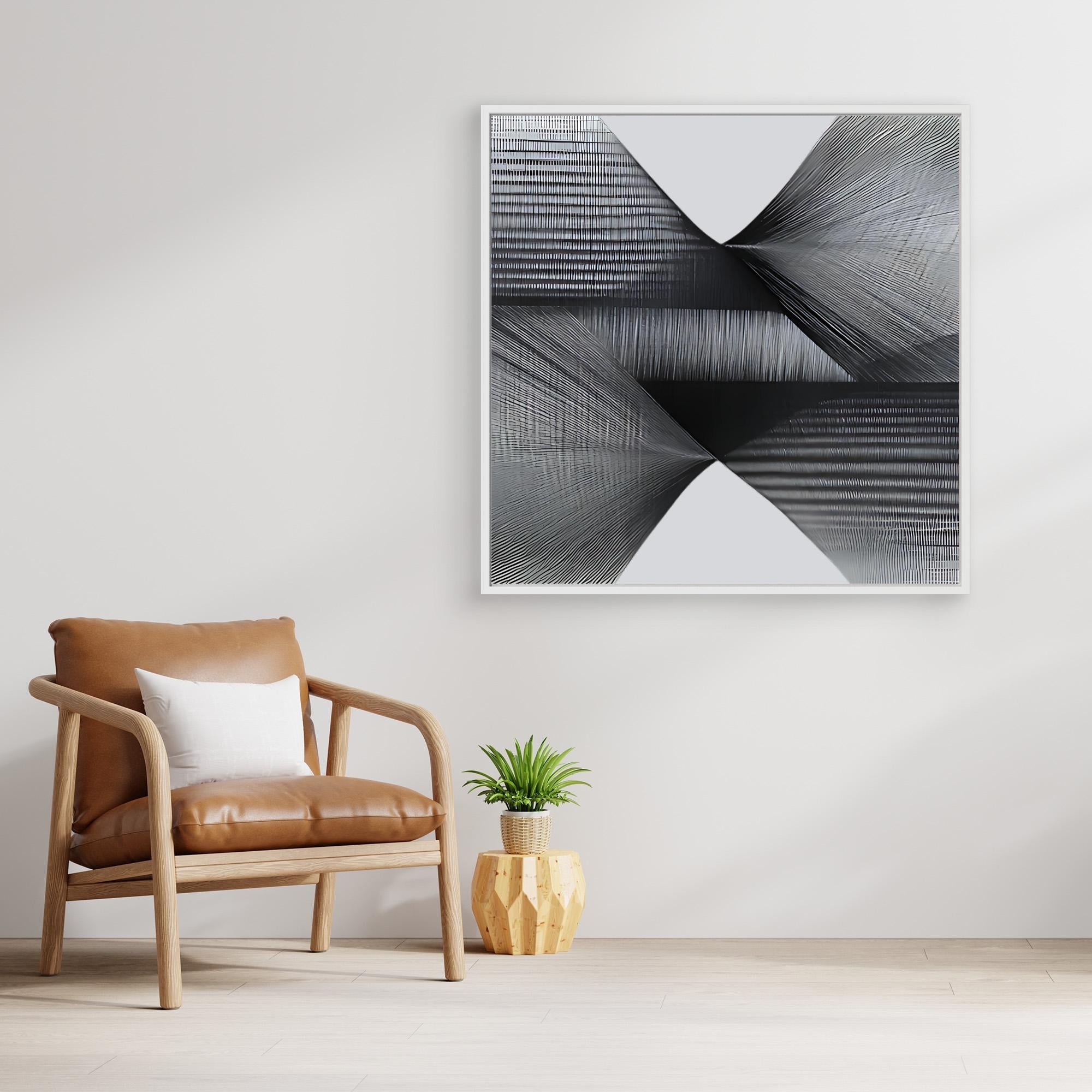 Canvas Print: "Ethereal Motion" - Abstract Monochrome Wall Art modern abstract canvas wall art by Rossetti Art – luxury interior design artwork for living room, bedroom, office – Black And White Art Black and white artwork black and white canvas