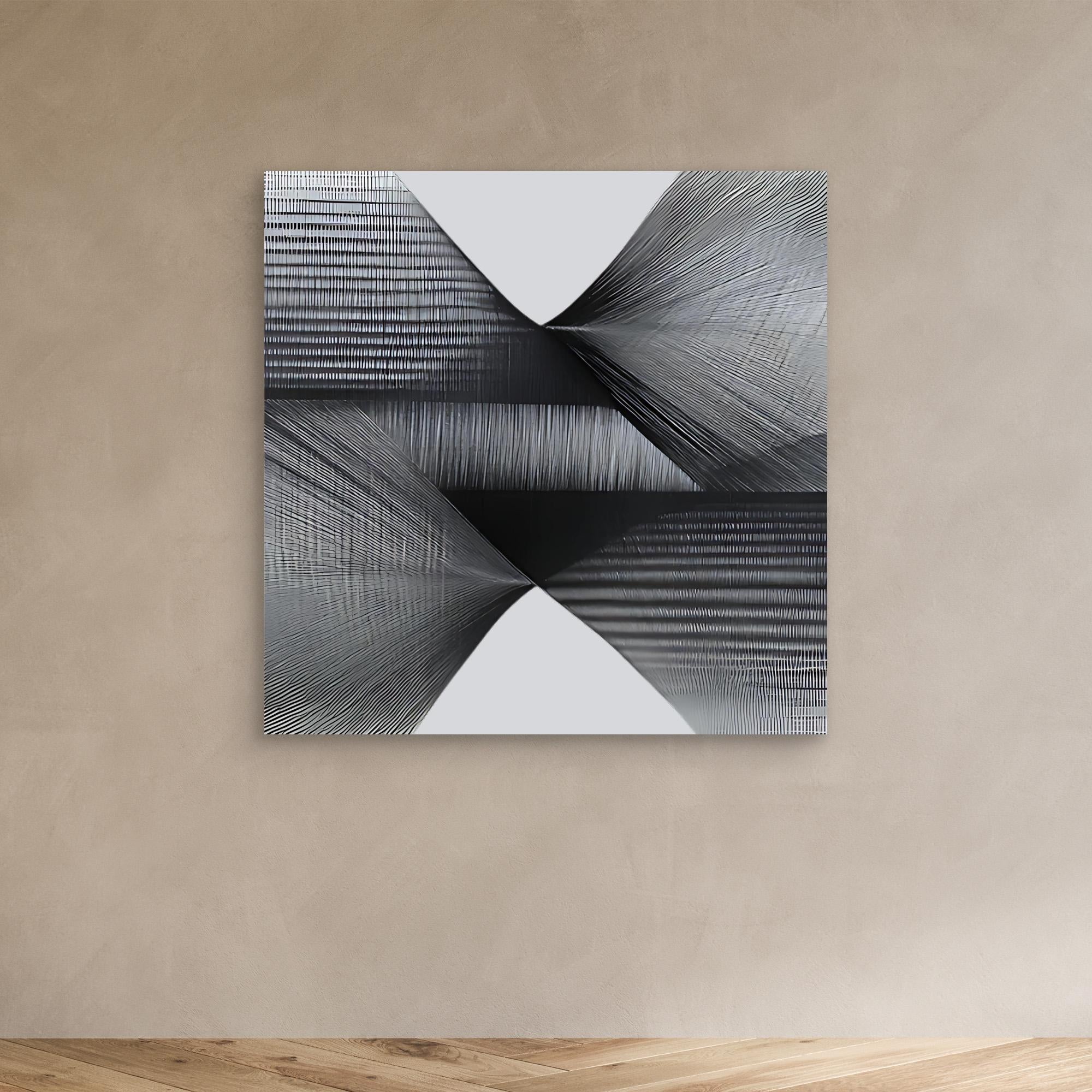 Canvas Print: "Ethereal Motion" - Abstract Monochrome Wall Art modern abstract canvas wall art by Rossetti Art – luxury interior design artwork for living room, bedroom, office – Black And White Art Black and white artwork black and white canvas
