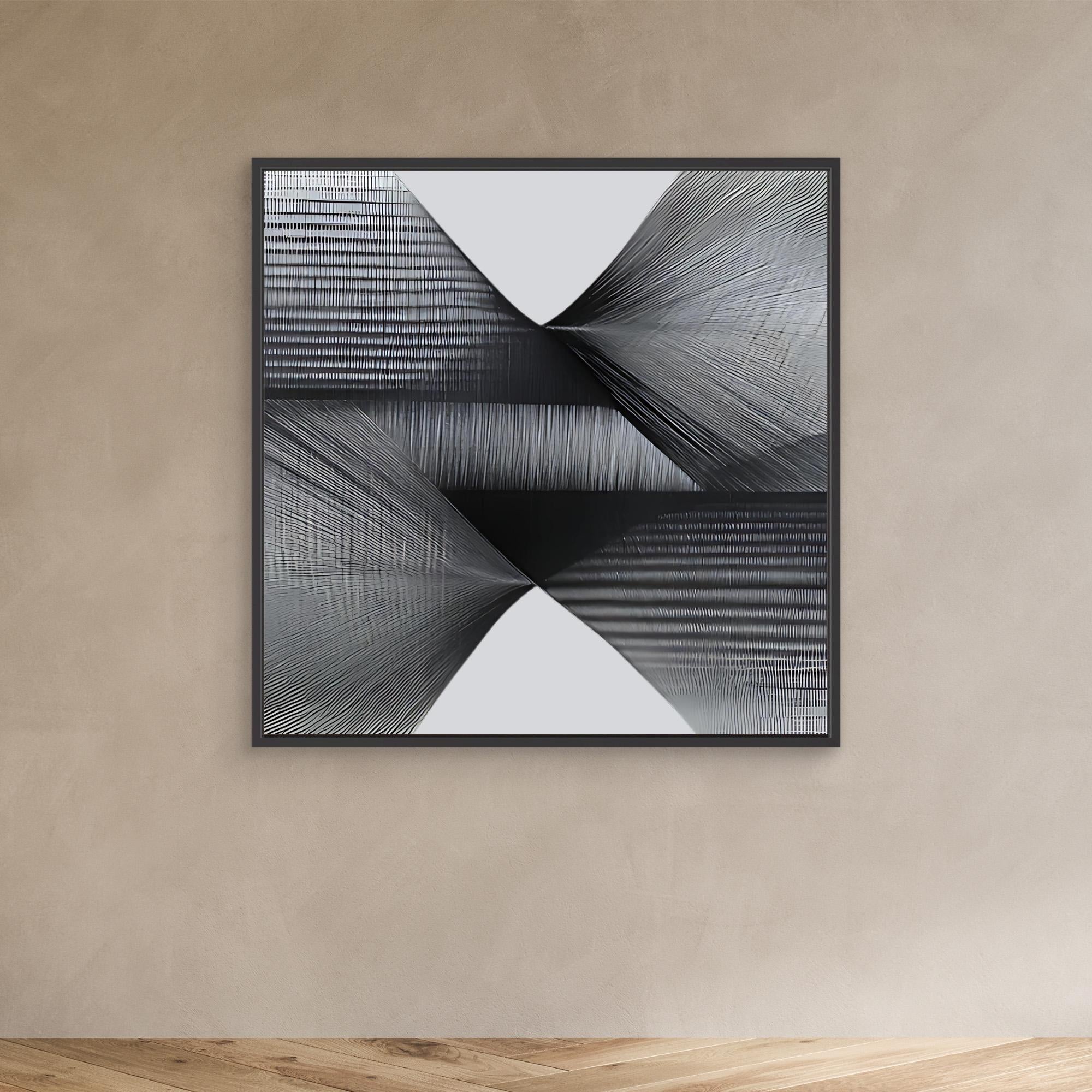 Canvas Print: "Ethereal Motion" - Abstract Monochrome Wall Art modern abstract canvas wall art by Rossetti Art – luxury interior design artwork for living room, bedroom, office – Black And White Art Black and white artwork black and white canvas