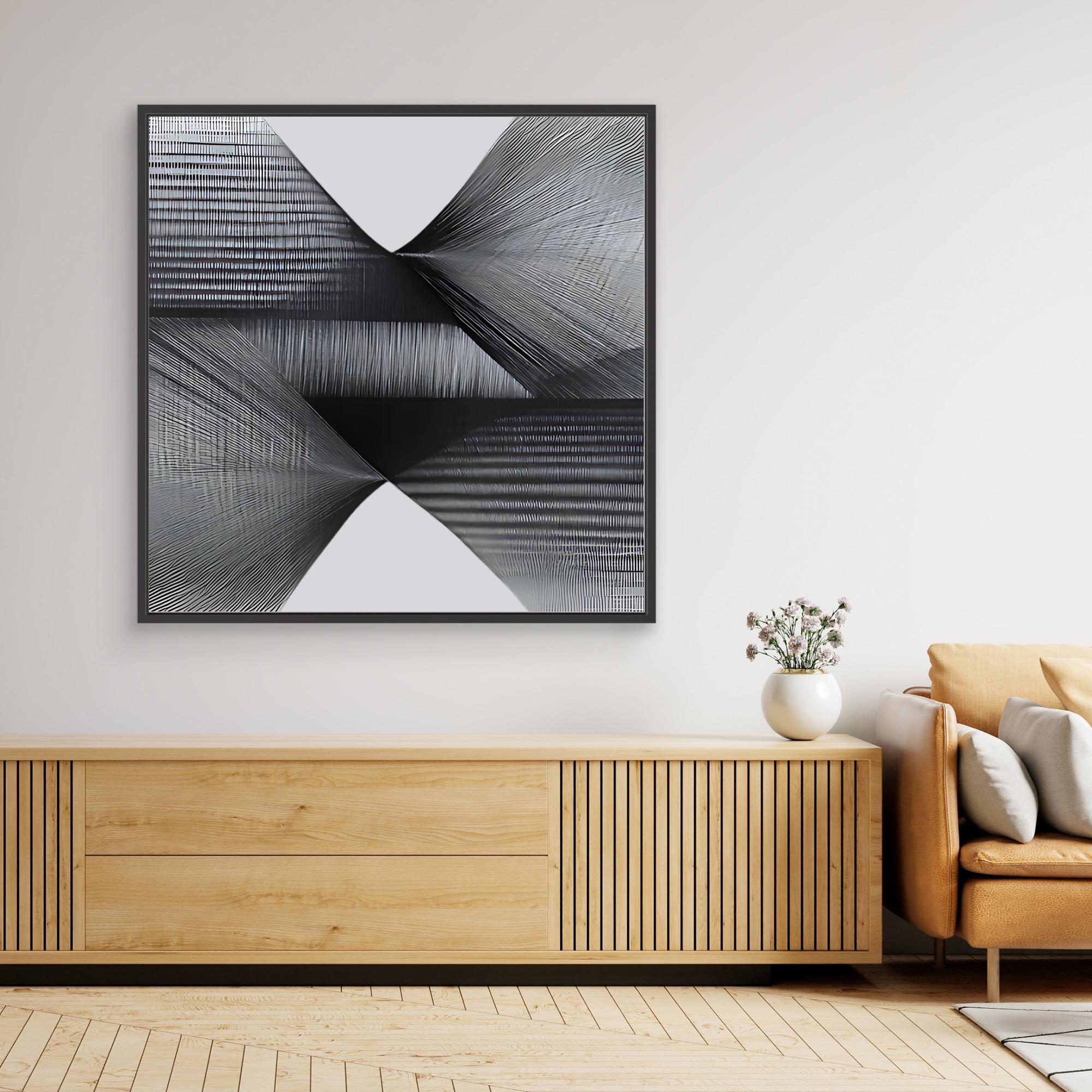 Canvas Print: "Ethereal Motion" - Abstract Monochrome Wall Art modern abstract canvas wall art by Rossetti Art – luxury interior design artwork for living room, bedroom, office – Black And White Art Black and white artwork black and white canvas