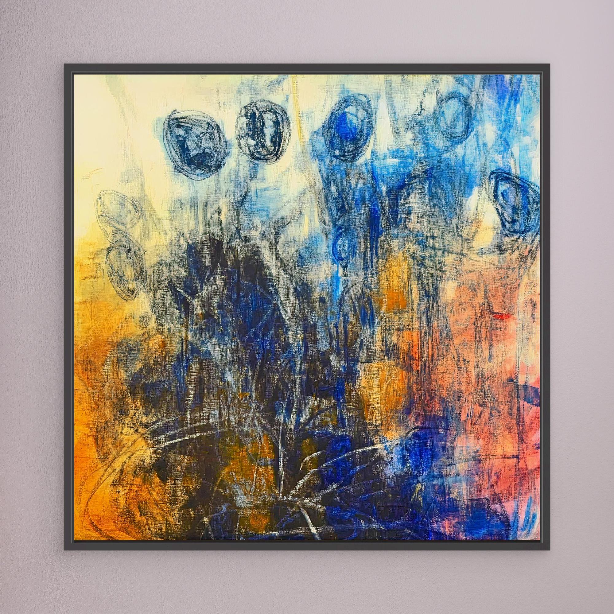 Canvas Print: "Ethereal Reflections" - Abstract Expressionist Wall Art modern abstract canvas wall art by Rossetti Art – luxury interior design artwork for living room, bedroom, office – Contemporary Abstract Design Contemporary Art for Sale contemporary art piece