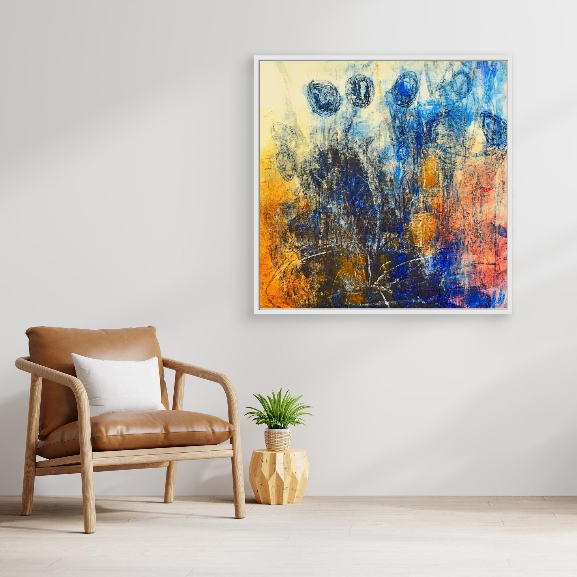 Canvas Print: "Ethereal Reflections" - Abstract Expressionist Wall Art modern abstract canvas wall art by Rossetti Art – luxury interior design artwork for living room, bedroom, office – Contemporary Abstract Design Contemporary Art for Sale contemporary art piece