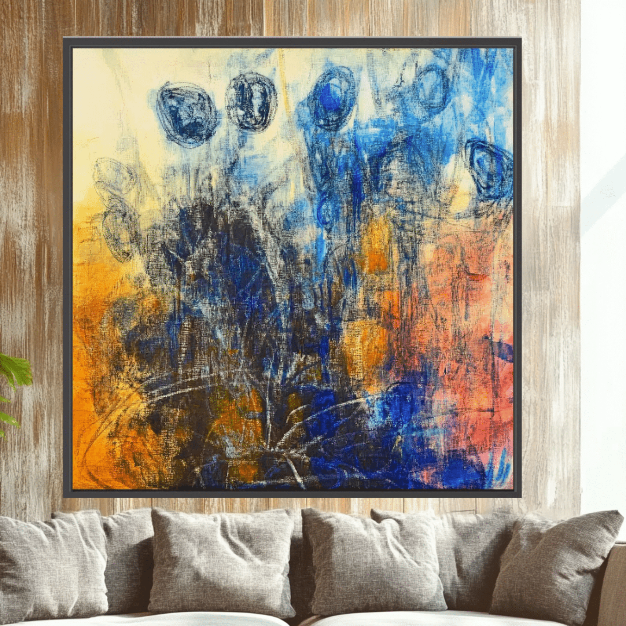 Canvas Print: "Ethereal Reflections" - Abstract Expressionist Wall Art modern abstract canvas wall art by Rossetti Art – luxury interior design artwork for living room, bedroom, office – Contemporary Abstract Design Contemporary Art for Sale contemporary art piece