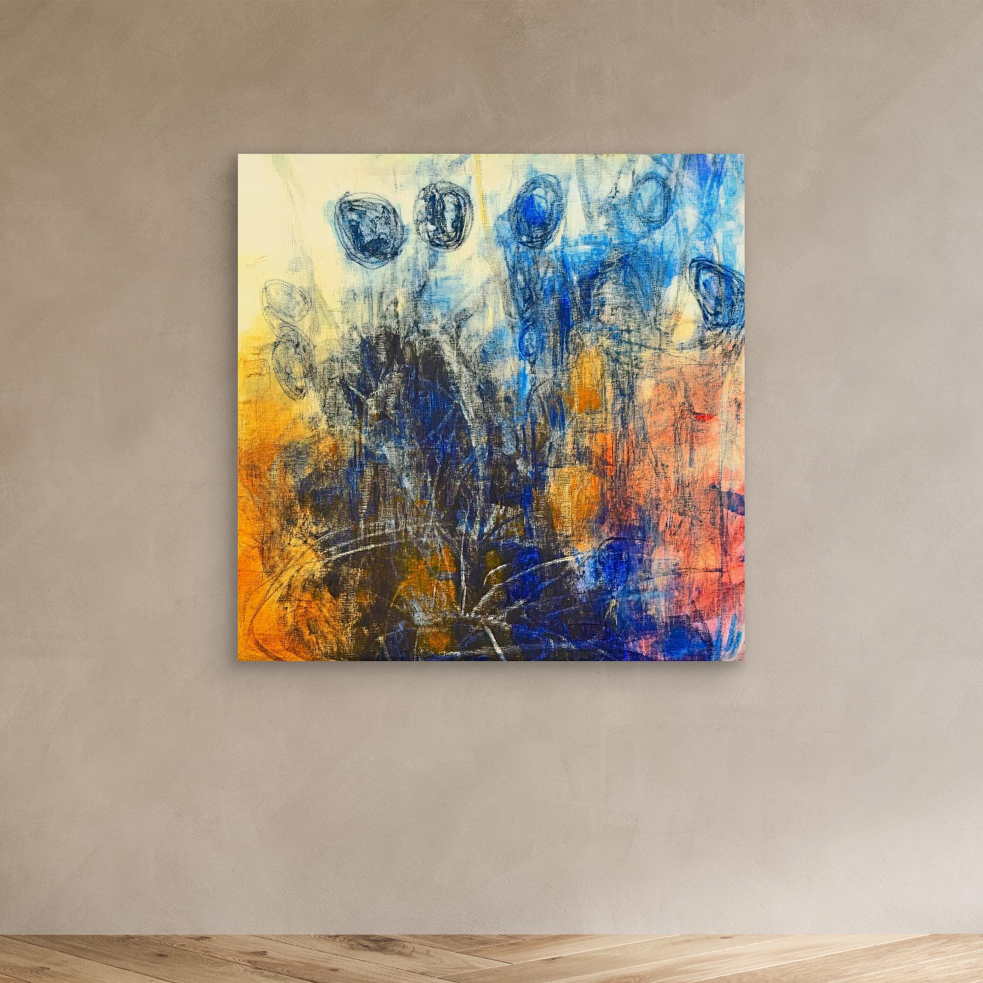 Canvas Print: "Ethereal Reflections" - Abstract Expressionist Wall Art modern abstract canvas wall art by Rossetti Art – luxury interior design artwork for living room, bedroom, office – Contemporary Abstract Design Contemporary Art for Sale contemporary art piece