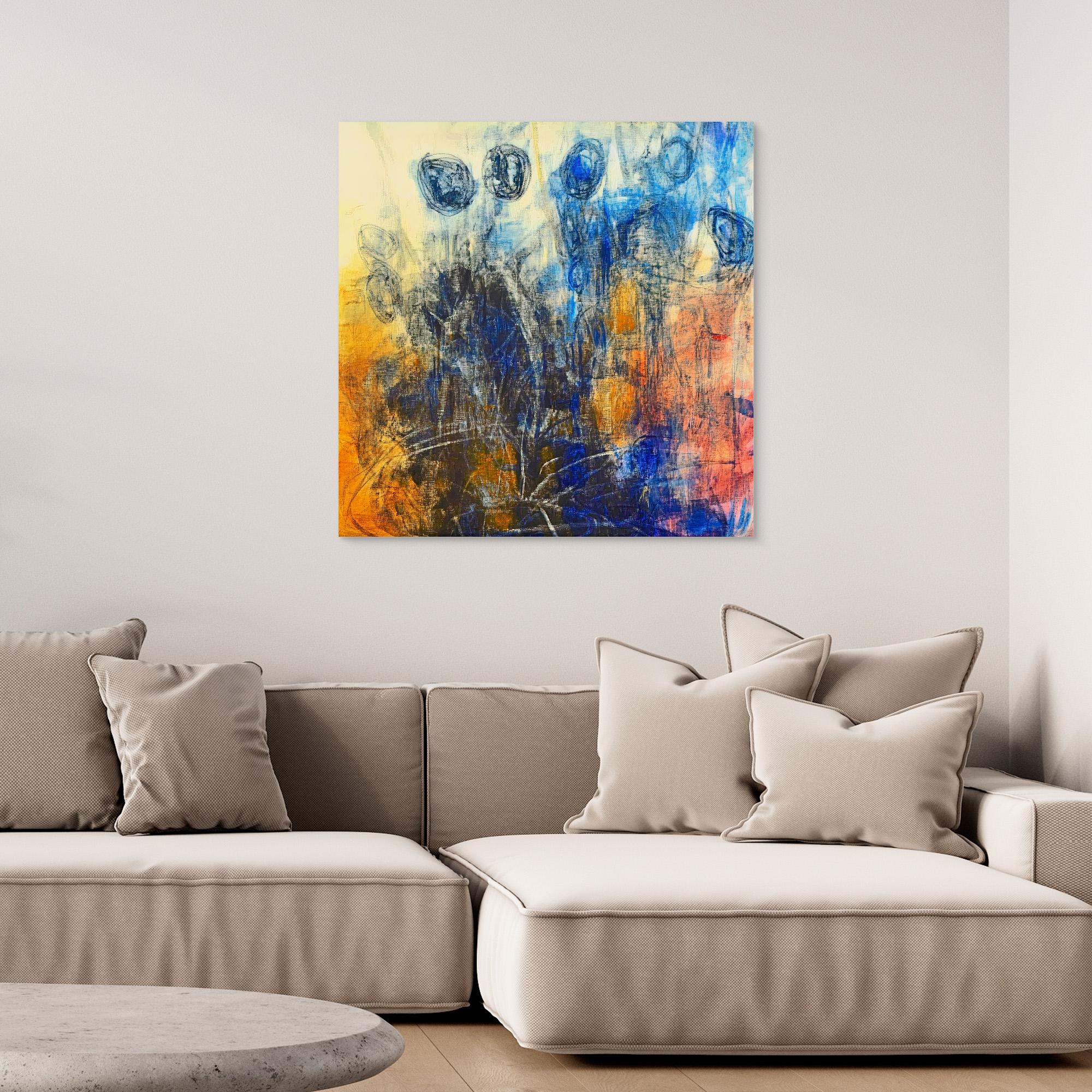 Canvas Print: "Ethereal Reflections" - Abstract Expressionist Wall Art modern abstract canvas wall art by Rossetti Art – luxury interior design artwork for living room, bedroom, office – Contemporary Abstract Design Contemporary Art for Sale contemporary art piece
