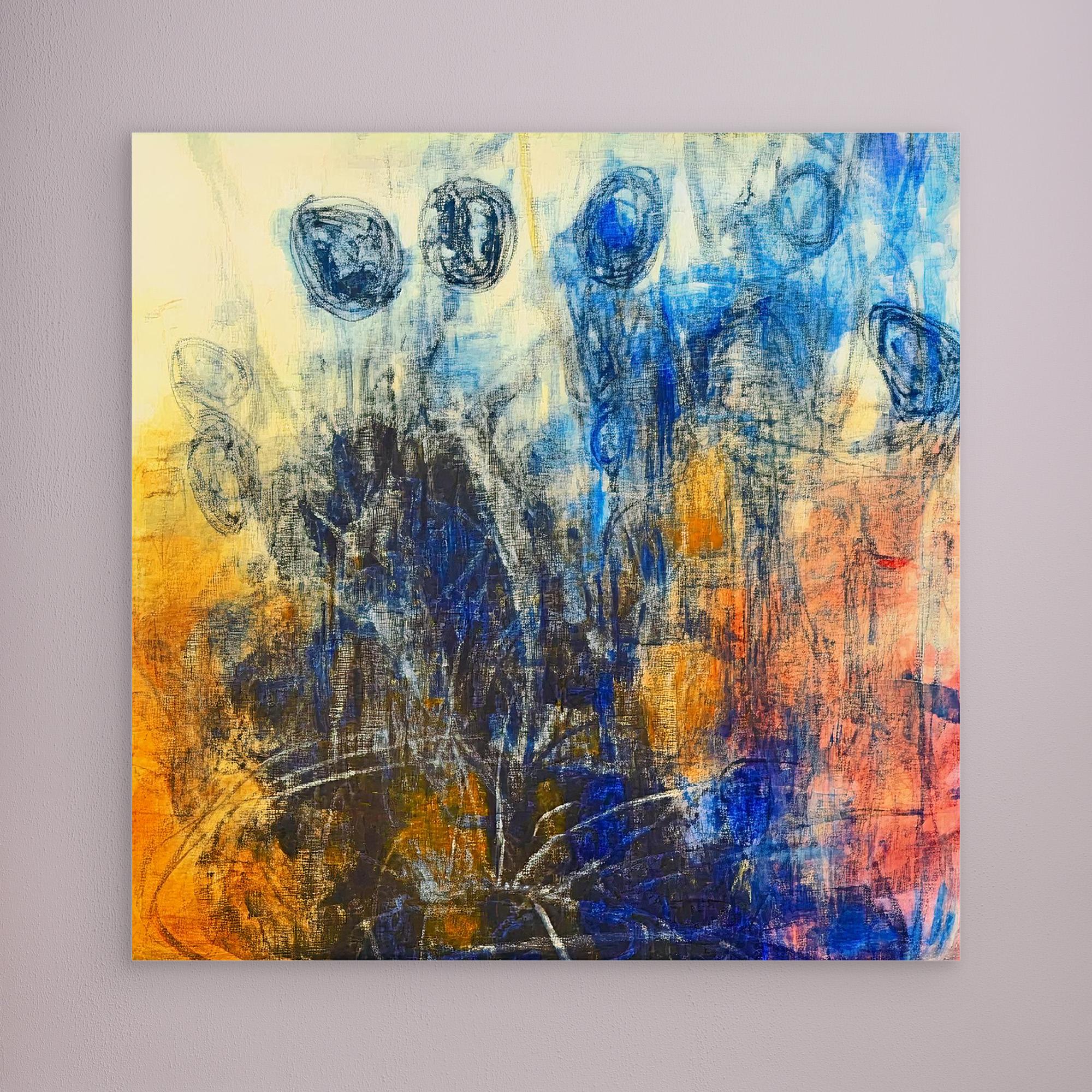 Canvas Print: "Ethereal Reflections" - Abstract Expressionist Wall Art modern abstract canvas wall art by Rossetti Art – luxury interior design artwork for living room, bedroom, office – Contemporary Abstract Design Contemporary Art for Sale contemporary art piece