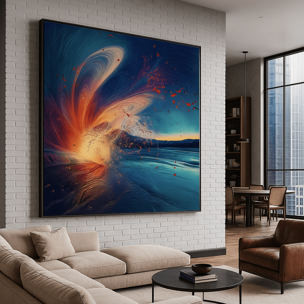 Canvas Print : Ethereal Wave - Abstract Cosmic Landscape Art modern abstract canvas wall art by Rossetti Art – luxury interior design artwork for living room, bedroom, office – Abstract Cosmic Art Celestial Wall Art Cosmic Explosion Art
