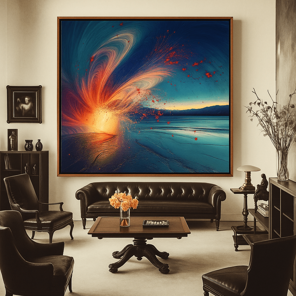 Canvas Print : Ethereal Wave - Abstract Cosmic Landscape Art modern abstract canvas wall art by Rossetti Art – luxury interior design artwork for living room, bedroom, office – Abstract Cosmic Art Celestial Wall Art Cosmic Explosion Art