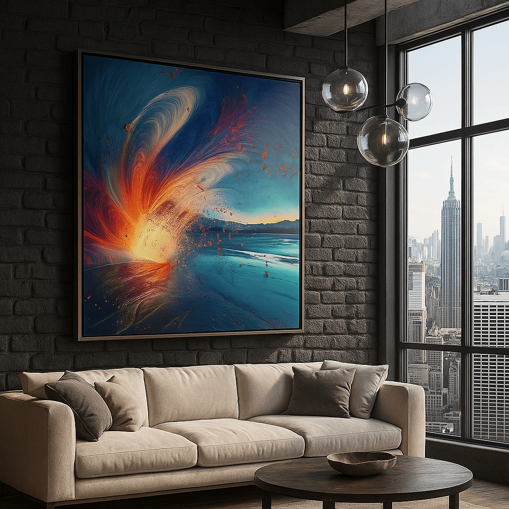 Canvas Print : Ethereal Wave - Abstract Cosmic Landscape Art modern abstract canvas wall art by Rossetti Art – luxury interior design artwork for living room, bedroom, office – Abstract Cosmic Art Celestial Wall Art Cosmic Explosion Art
