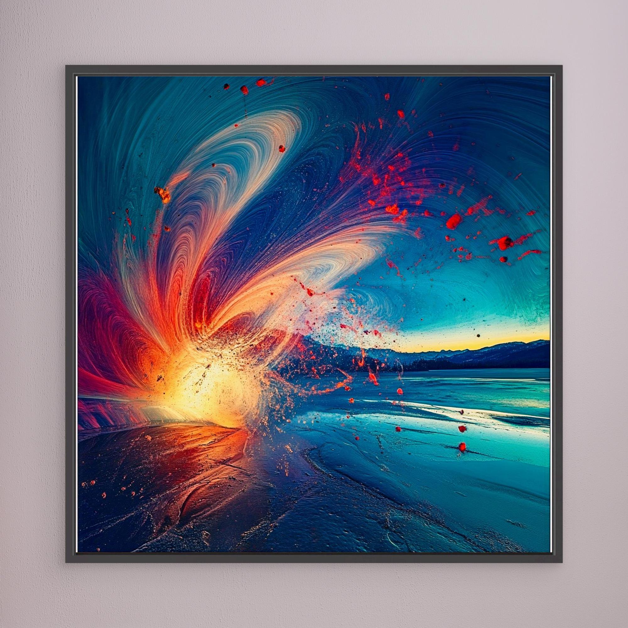 Canvas Print : Ethereal Wave - Abstract Cosmic Landscape Art modern abstract canvas wall art by Rossetti Art – luxury interior design artwork for living room, bedroom, office – Abstract Cosmic Art Celestial Wall Art Cosmic Explosion Art