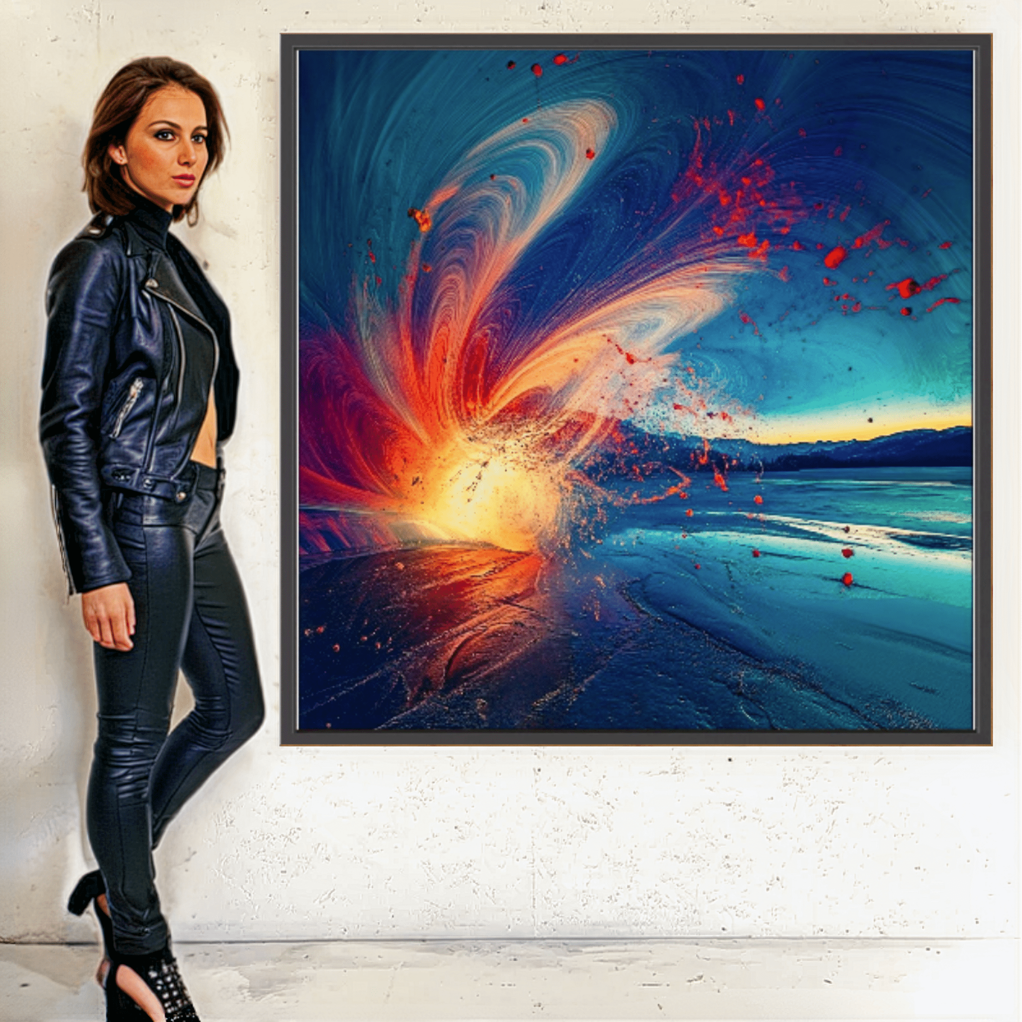 Canvas Print : Ethereal Wave - Abstract Cosmic Landscape Art modern abstract canvas wall art by Rossetti Art – luxury interior design artwork for living room, bedroom, office – Abstract Cosmic Art Celestial Wall Art Cosmic Explosion Art