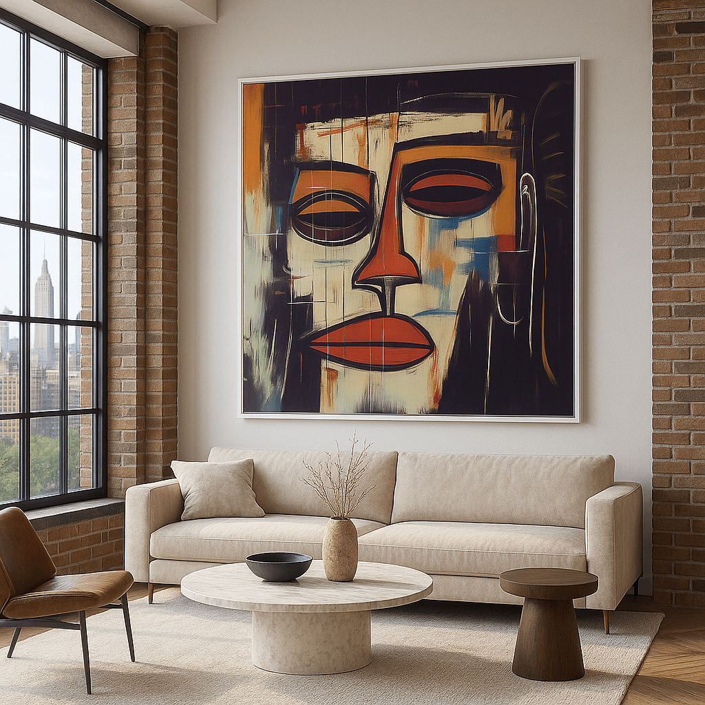 Canvas Print : "Expressions in Red" - Abstract Face Expressionist Art Print modern abstract canvas wall art by Rossetti Art – luxury interior design artwork for living room, bedroom, office – contemporary art piece Contemporary Canvas Art Contemporary canvas print