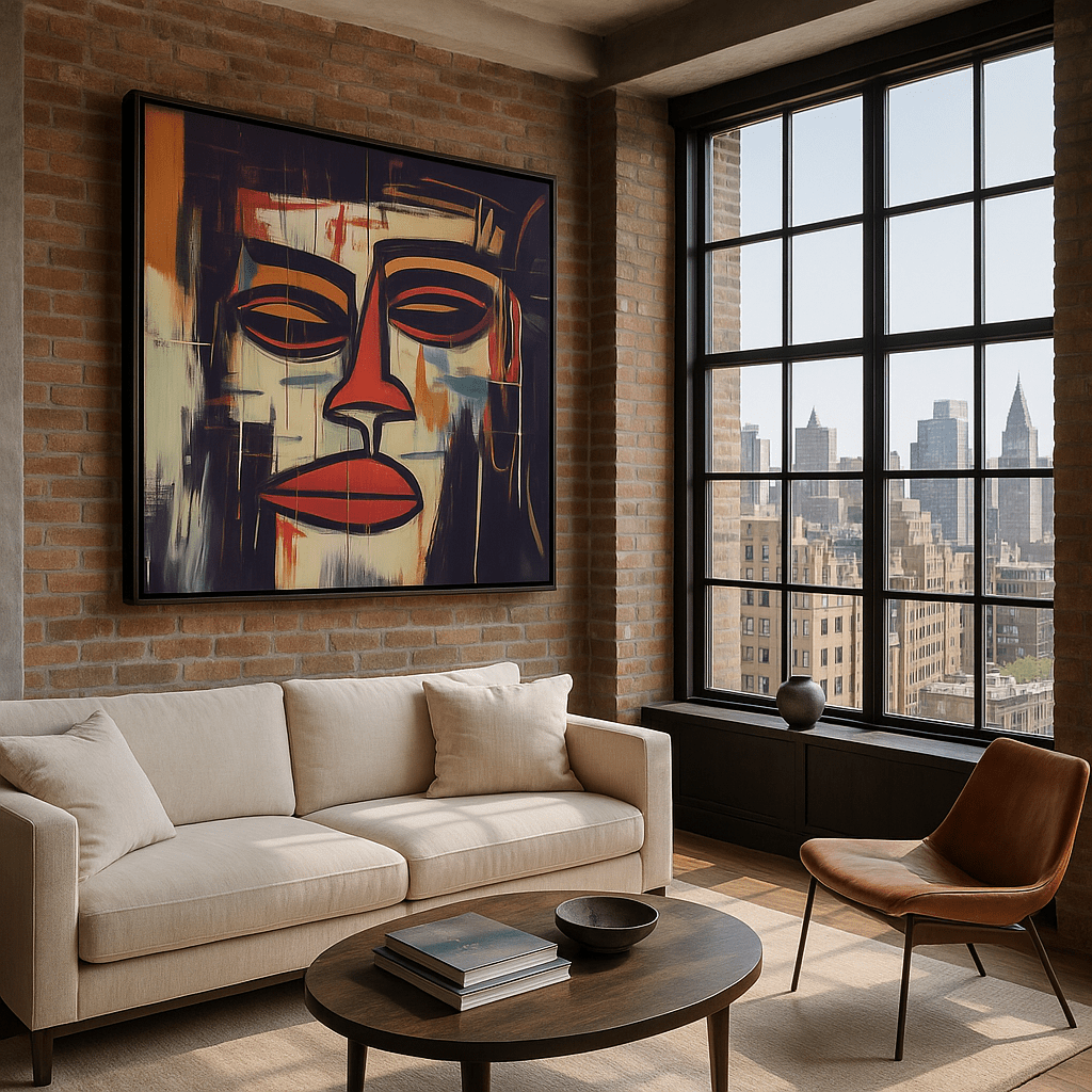 Canvas Print : "Expressions in Red" - Abstract Face Expressionist Art Print modern abstract canvas wall art by Rossetti Art – luxury interior design artwork for living room, bedroom, office – contemporary art piece Contemporary Canvas Art Contemporary canvas print