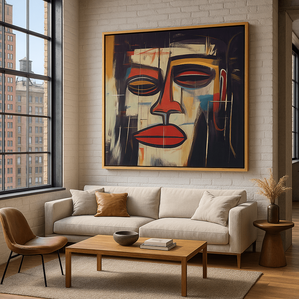 Canvas Print : "Expressions in Red" - Abstract Face Expressionist Art Print modern abstract canvas wall art by Rossetti Art – luxury interior design artwork for living room, bedroom, office – contemporary art piece Contemporary Canvas Art Contemporary canvas print