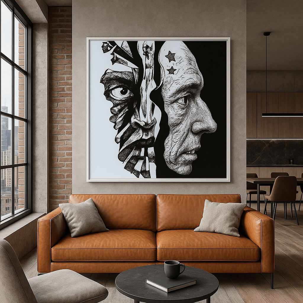 Canvas Print : "Faces Within" - Black & White Abstract Art Print - Chiara Rossetti