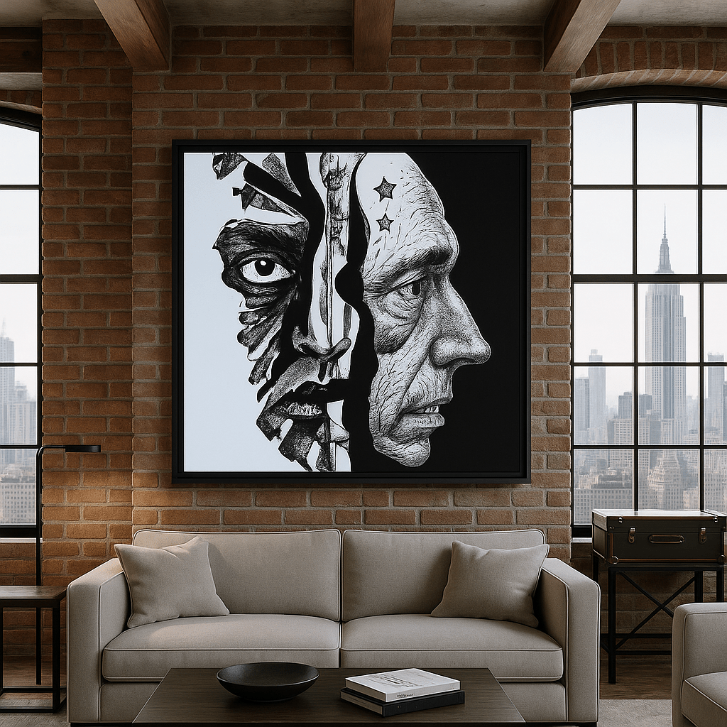 Canvas Print : "Faces Within" - Black & White Abstract Art Print - Chiara Rossetti