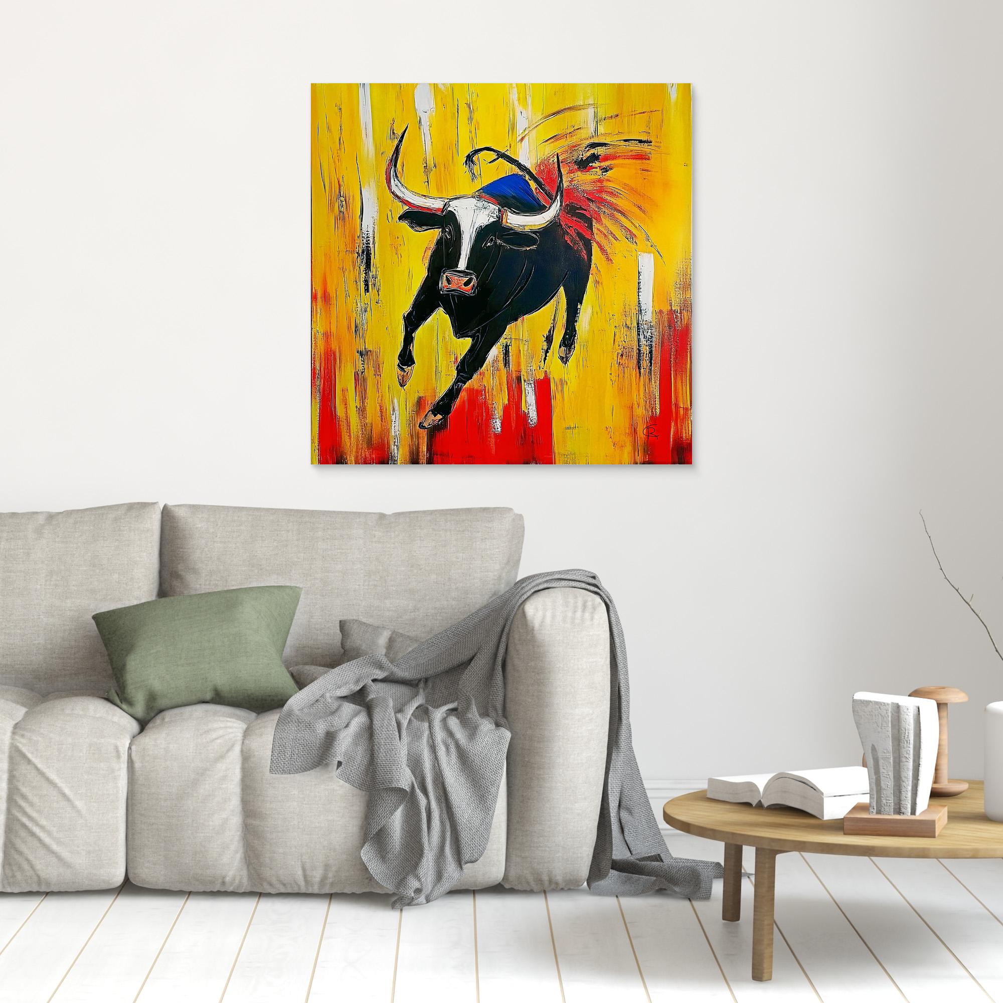 Canvas Print: Fierce Bull Charge modern abstract canvas wall art by Rossetti Art – luxury interior design artwork for living room, bedroom, office –