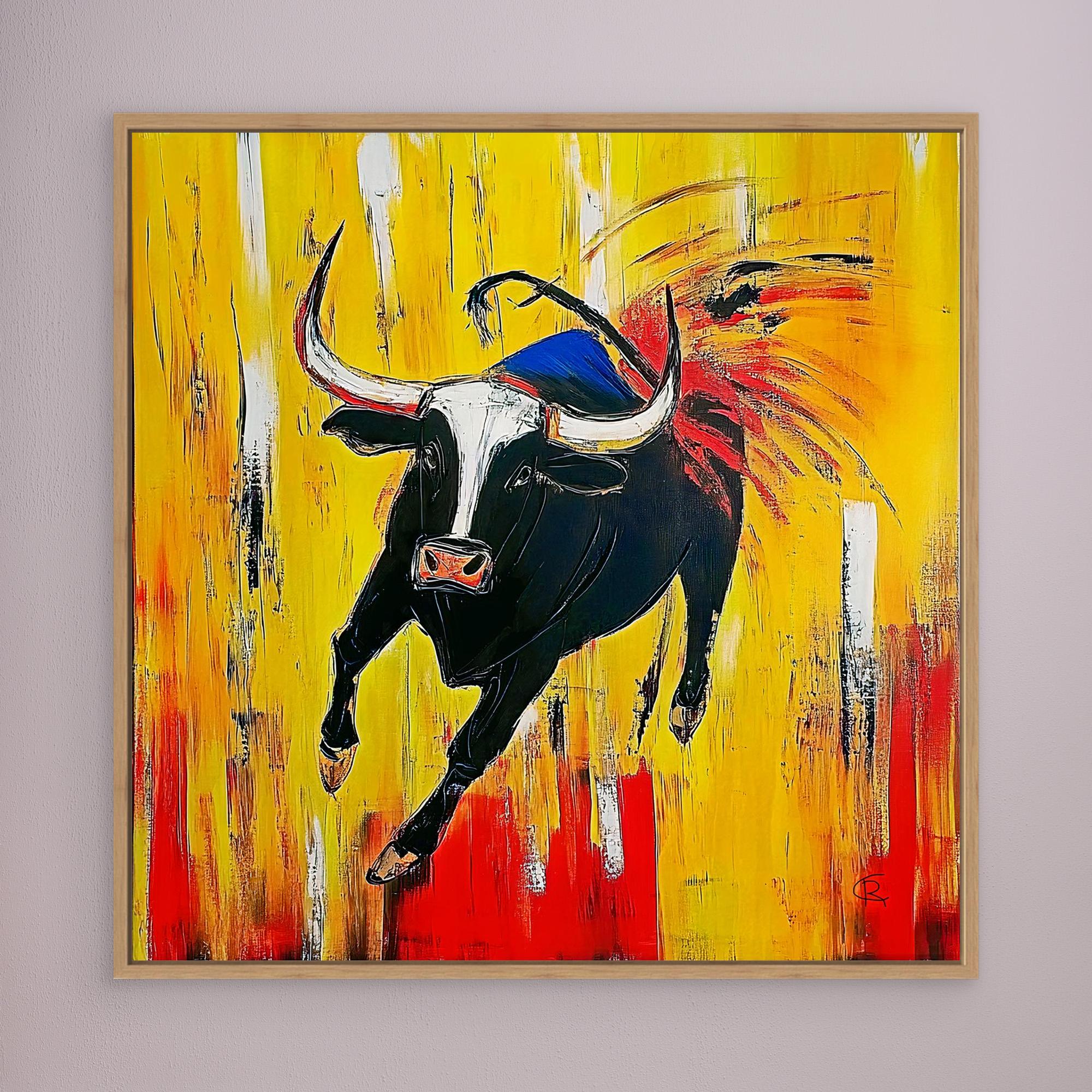 Canvas Print: Fierce Bull Charge modern abstract canvas wall art by Rossetti Art – luxury interior design artwork for living room, bedroom, office –