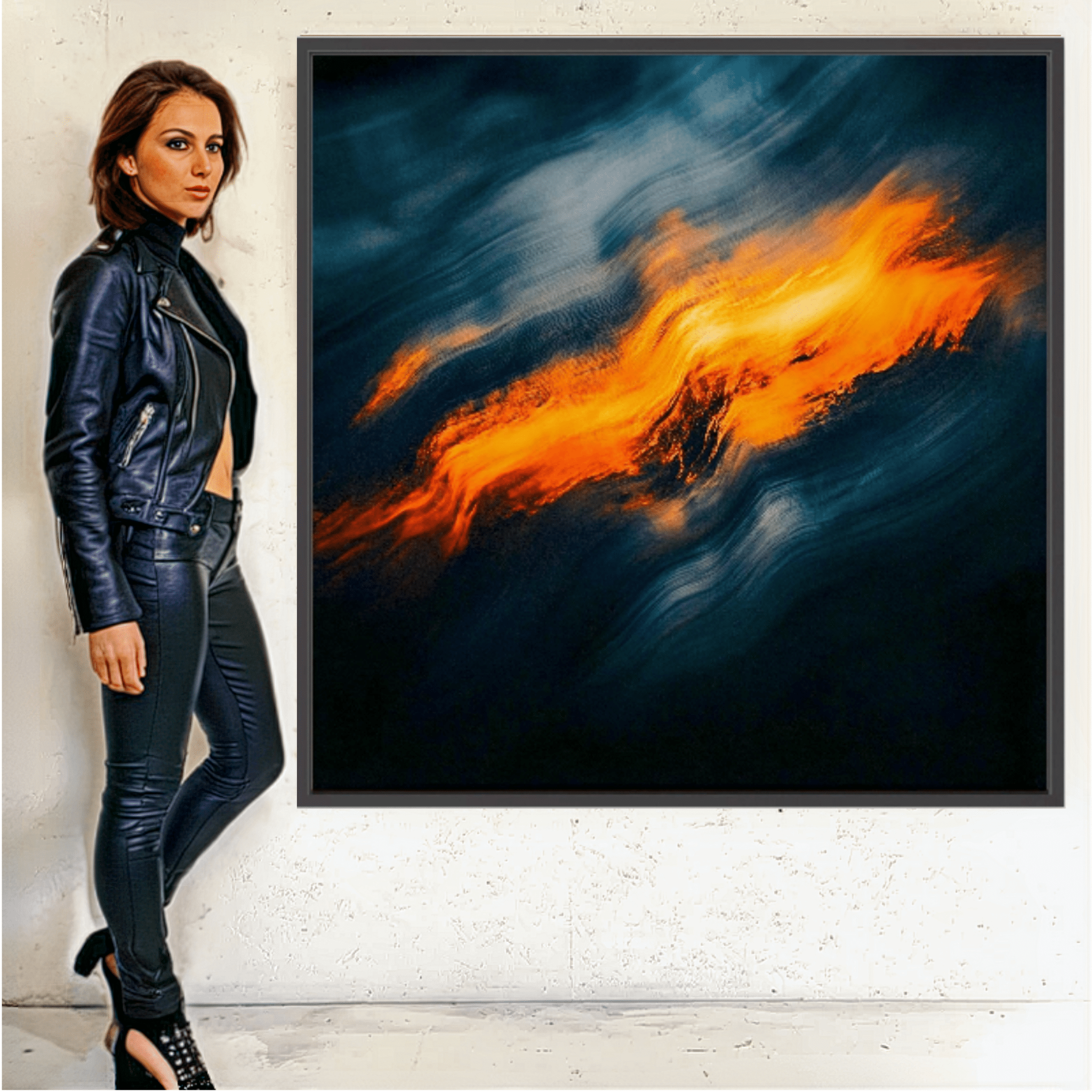 Canvas Print : Fiery Abstract - Bold Modern Wall Art modern abstract canvas wall art by Rossetti Art – luxury interior design artwork for living room, bedroom, office – Contemporary Art for Sale Fiery Abstract Art Modern Wall Decor