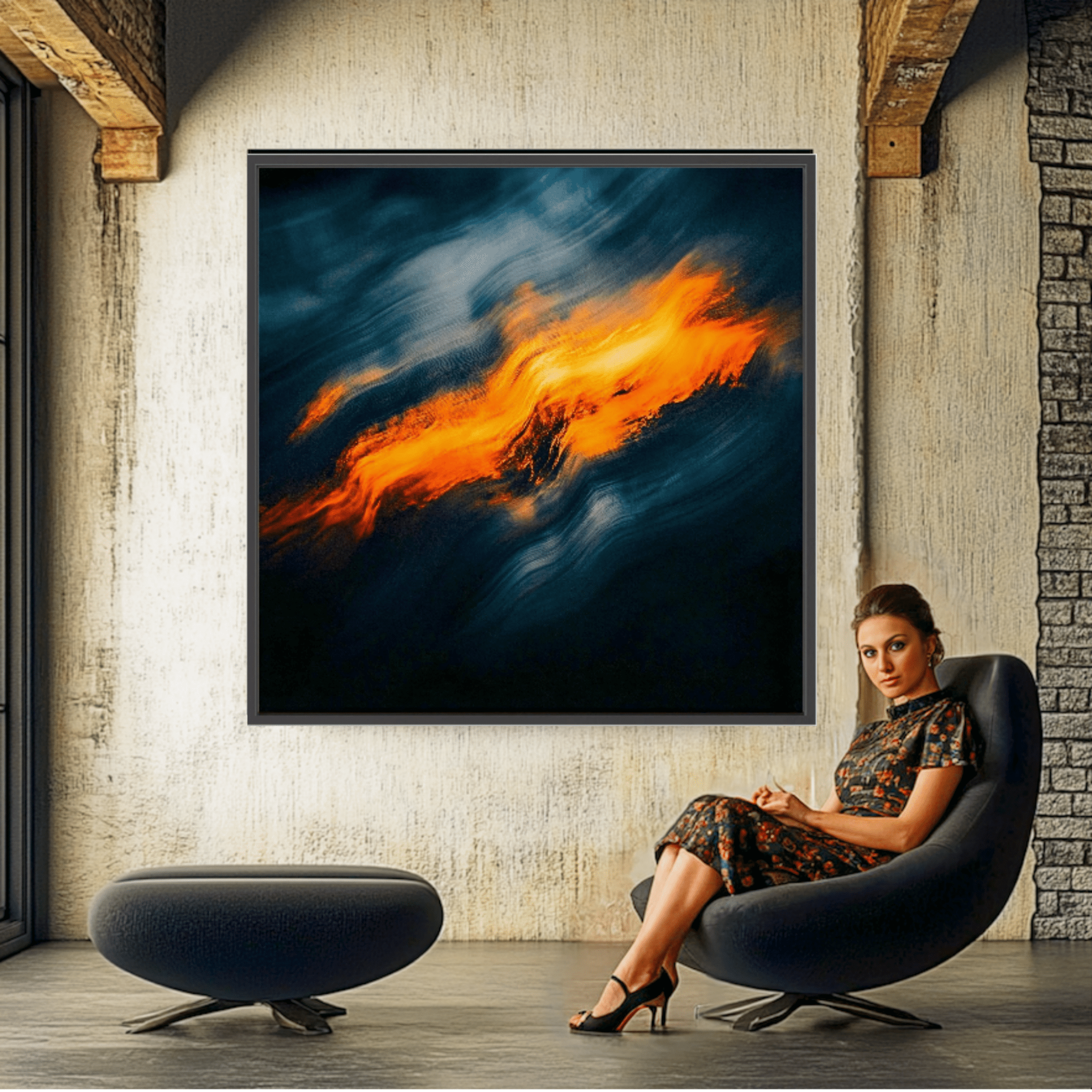 Canvas Print : Fiery Abstract - Bold Modern Wall Art modern abstract canvas wall art by Rossetti Art – luxury interior design artwork for living room, bedroom, office – Contemporary Art for Sale Fiery Abstract Art Modern Wall Decor