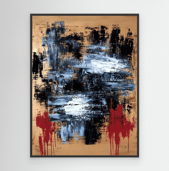 Canvas Print : "Fiery Reflections" - Abstract Expressionist Wall Art modern abstract canvas wall art by Rossetti Art β luxury interior design artwork for living room, bedroom, office β Minimalist abstract art Minimalist Abstract Canvas Art Minimalist Art for Sale