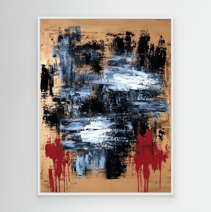 Canvas Print : "Fiery Reflections" - Abstract Expressionist Wall Art modern abstract canvas wall art by Rossetti Art β luxury interior design artwork for living room, bedroom, office β Minimalist abstract art Minimalist Abstract Canvas Art Minimalist Art for Sale