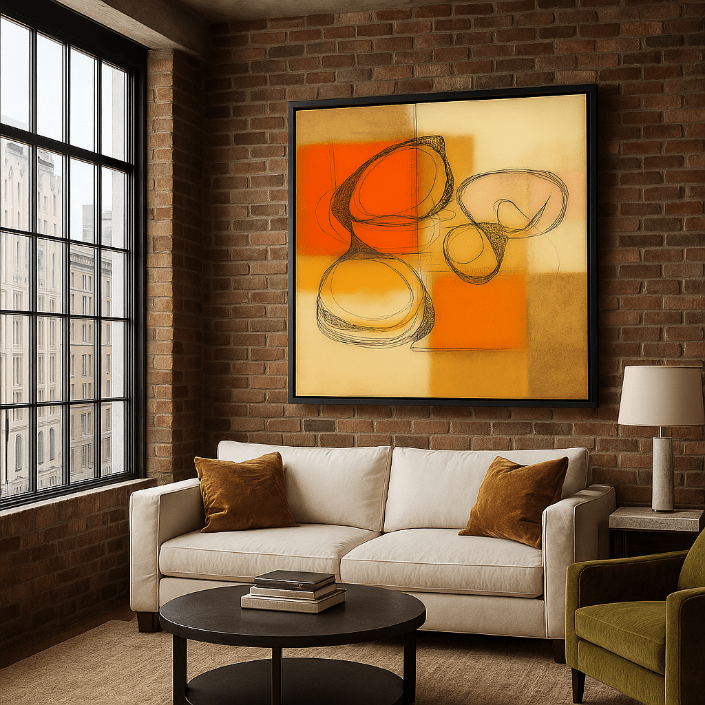 Canvas Print: Fire Form Flow – Abstract Canvas Wall Art for Loft Spaces modern abstract canvas wall art by Rossetti Art – luxury interior design artwork for living room, bedroom, office – abstract wall art bold geometric art contemporary wall design