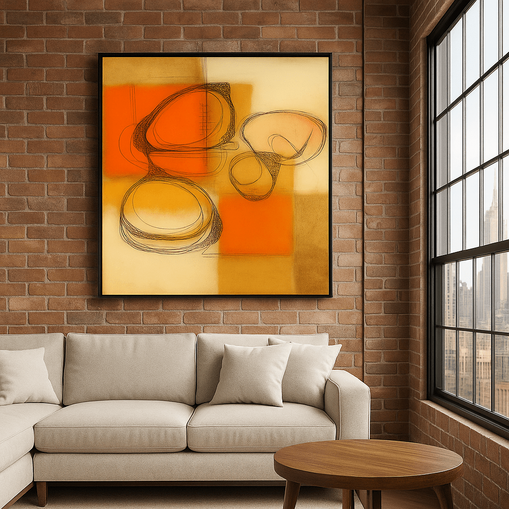 Canvas Print: Fire Form Flow – Abstract Canvas Wall Art for Loft Spaces modern abstract canvas wall art by Rossetti Art – luxury interior design artwork for living room, bedroom, office – abstract wall art bold geometric art contemporary wall design