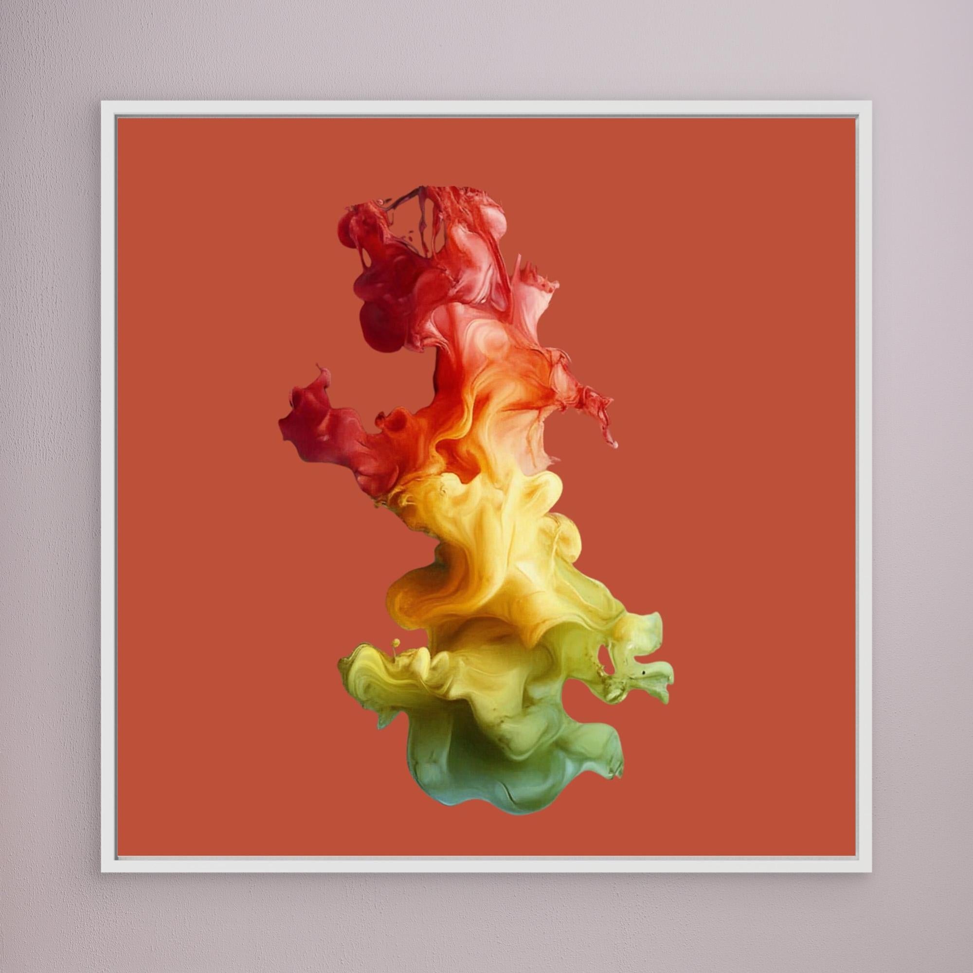 Canvas Print: Firestorm Bloom Flow – Abstract Color Splash Painting modern abstract canvas wall art by Rossetti Art – luxury interior design artwork for living room, bedroom, office – Abstract Flow Canvas Artistic Splash Print Fiery Wall Decor