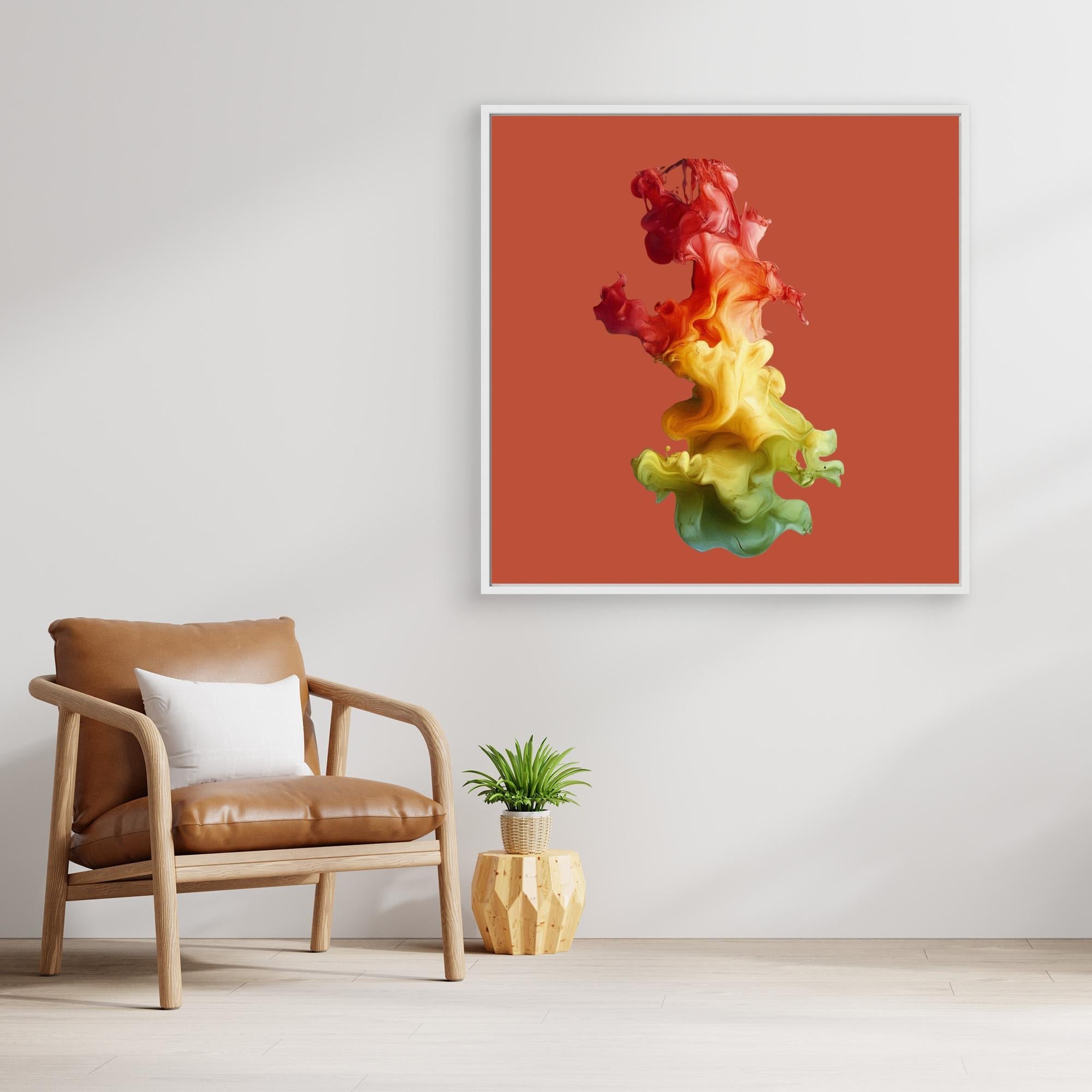 Canvas Print: Firestorm Bloom Flow – Abstract Color Splash Painting modern abstract canvas wall art by Rossetti Art – luxury interior design artwork for living room, bedroom, office – Abstract Flow Canvas Artistic Splash Print Fiery Wall Decor