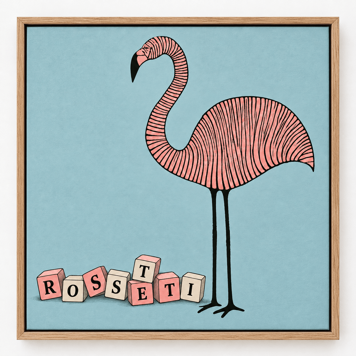 Flamingo Wall Art – Pink Parade by Rossetti Art, framed square canvas print