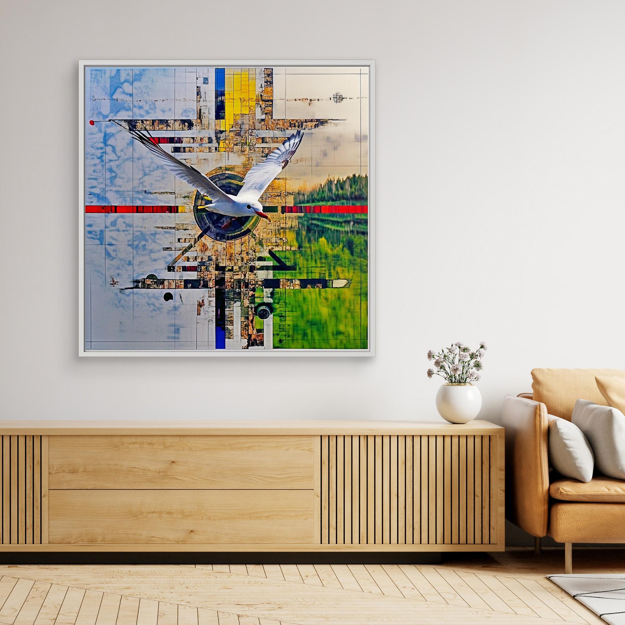Canvas Print : Flight of Harmony - Abstract Geometric Nature Art modern abstract canvas wall art by Rossetti Art – luxury interior design artwork for living room, bedroom, office – Abstract Nature Art Contemporary Art for Sale Geometric Wall Art