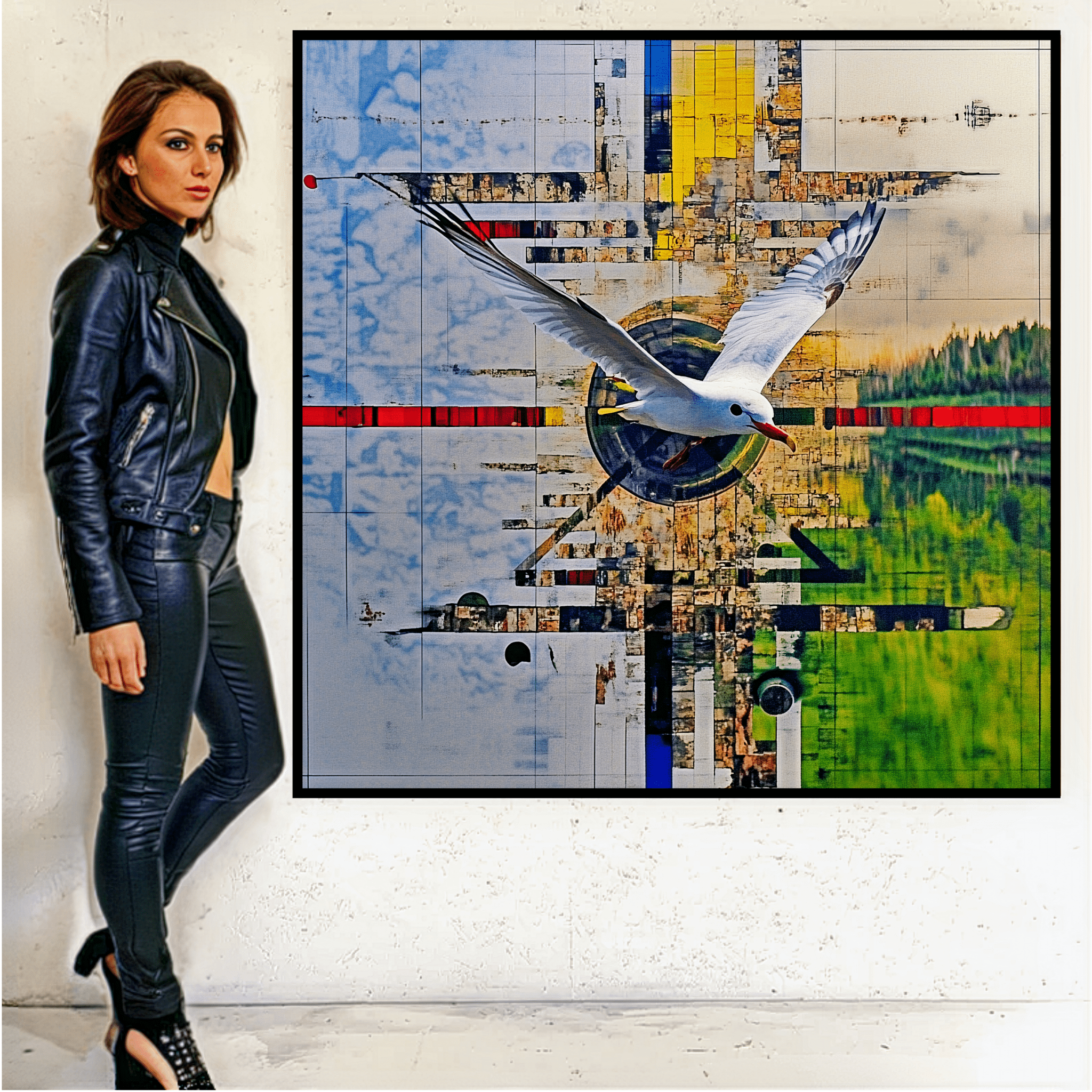 Canvas Print : Flight of Harmony - Abstract Geometric Nature Art modern abstract canvas wall art by Rossetti Art – luxury interior design artwork for living room, bedroom, office – Abstract Nature Art Contemporary Art for Sale Geometric Wall Art