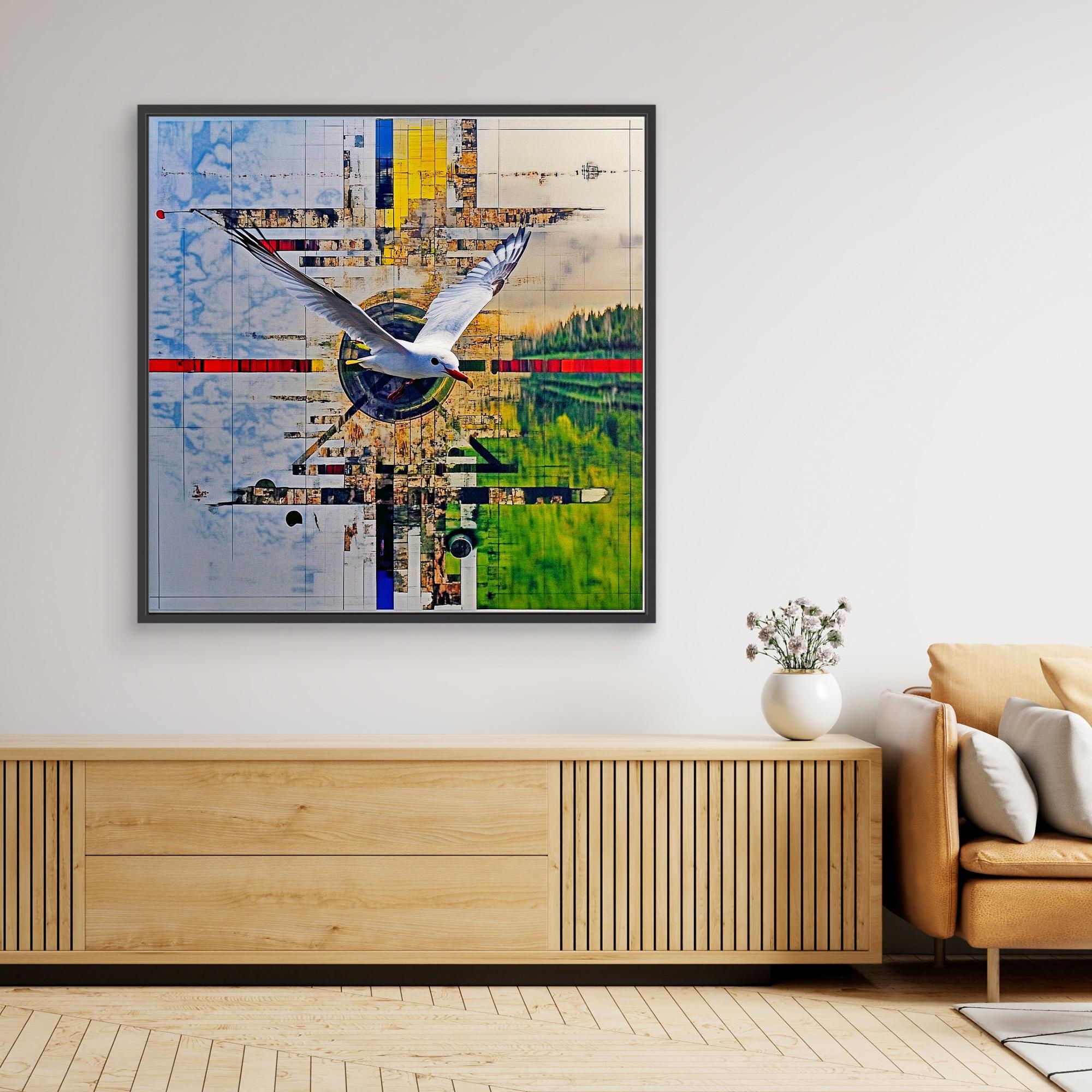 Canvas Print : Flight of Harmony - Abstract Geometric Nature Art modern abstract canvas wall art by Rossetti Art – luxury interior design artwork for living room, bedroom, office – Abstract Nature Art Contemporary Art for Sale Geometric Wall Art