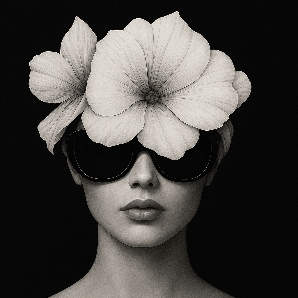 Canvas Print: Floral Elegance Triptych - Framed Wall Art Black and White Set of 3 modern abstract canvas wall art by Rossetti Art – luxury interior design artwork for living room, bedroom, office – 3 piece black and white wall art 3 piece wall art for living room black and white 3 piece wall art