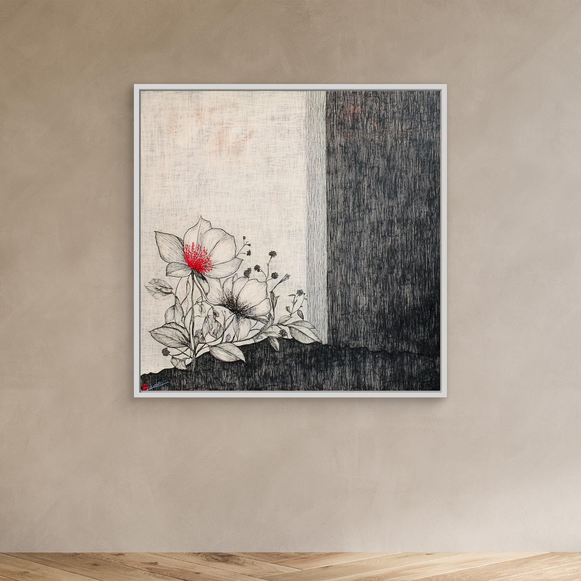 Canvas Print : Floral Serenity - Floral Line Art Wall Art modern abstract canvas wall art by Rossetti Art – luxury interior design artwork for living room, bedroom, office – floral line art design floral line art tattoo floral line art wallpaper